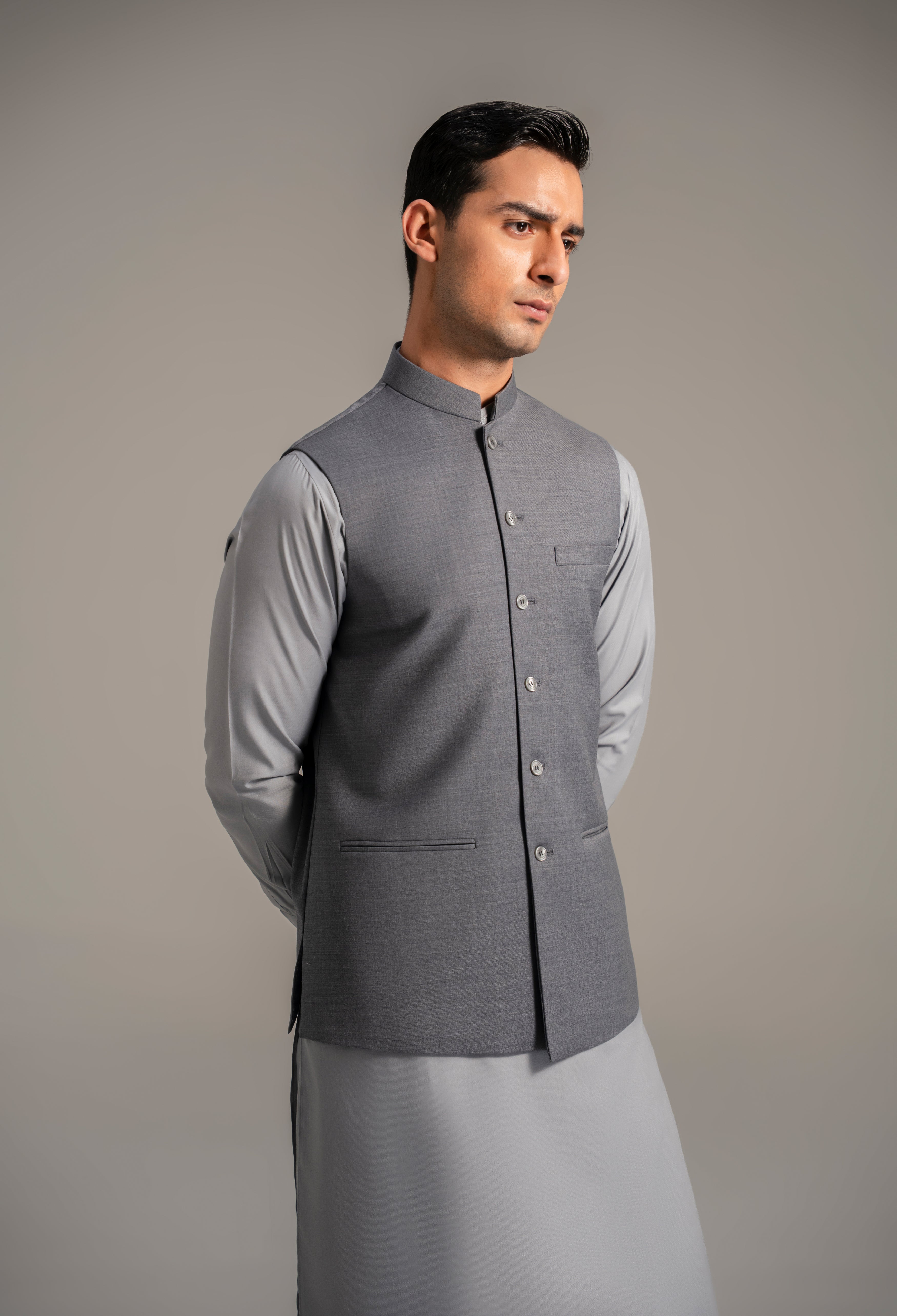 Light Ash Grey Plain Waistcoat