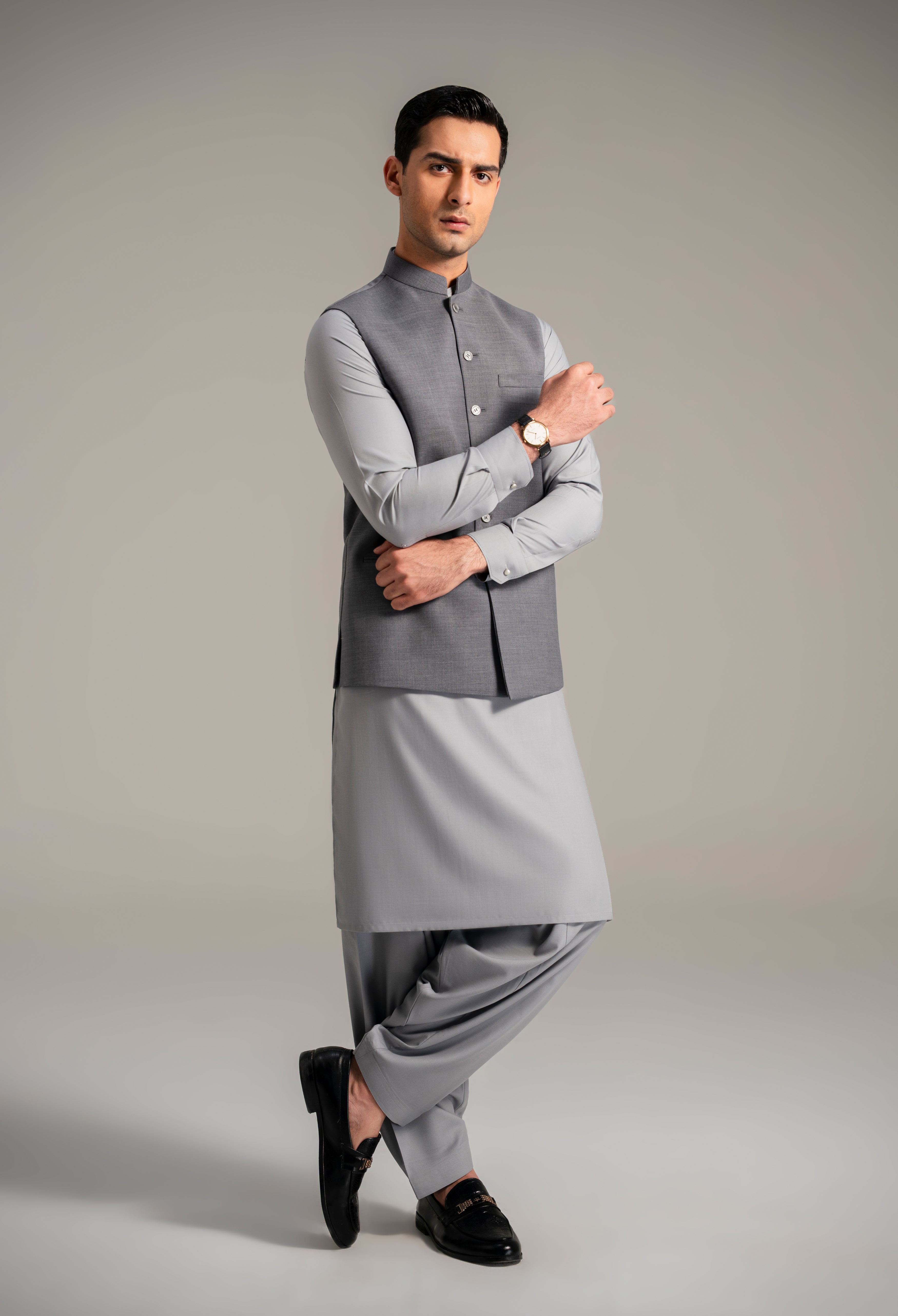 Light Ash Grey Plain Waistcoat