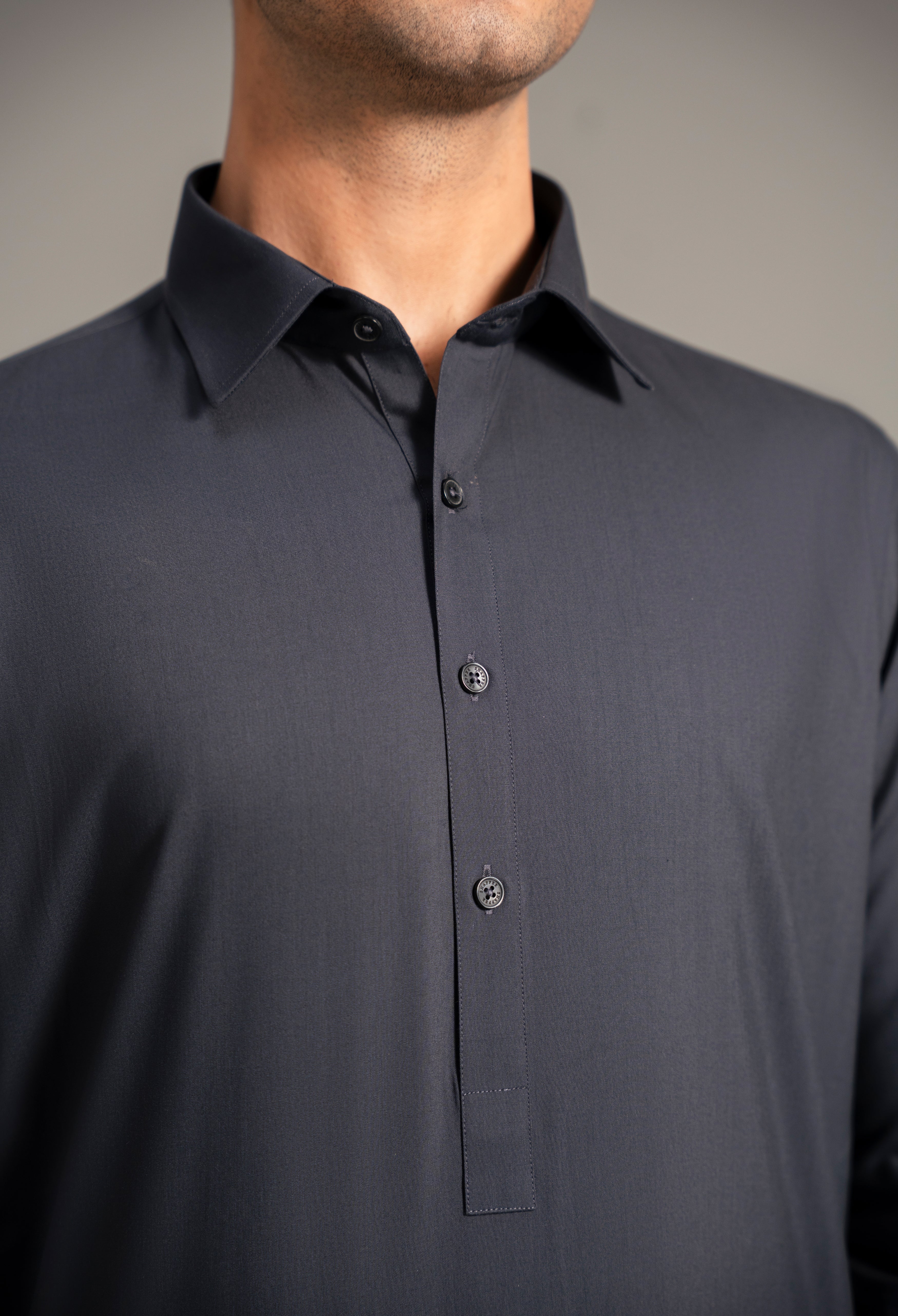 Dark Grey Plain Kameez Shalwar