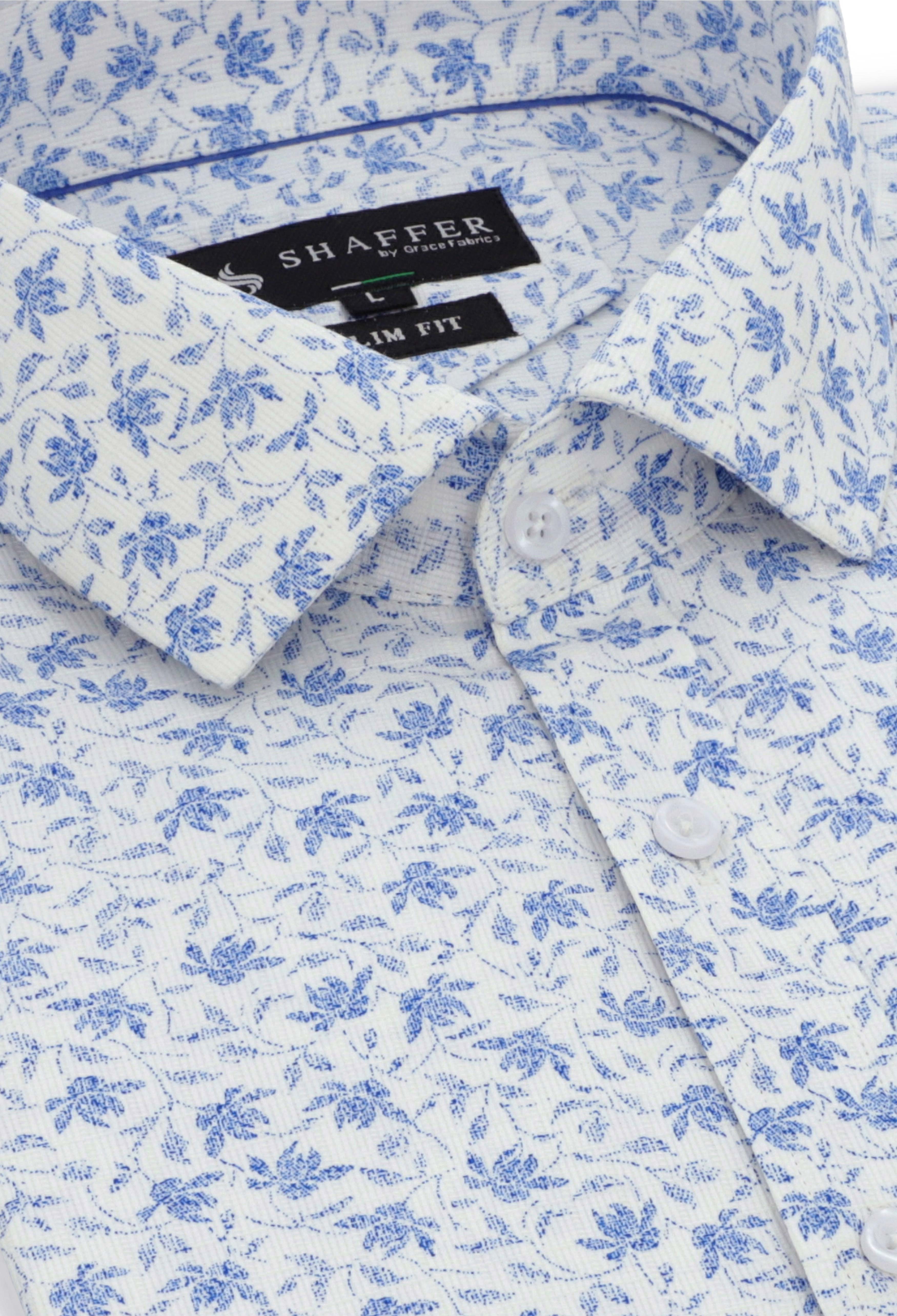 Blue & White Floral Casual Shirt