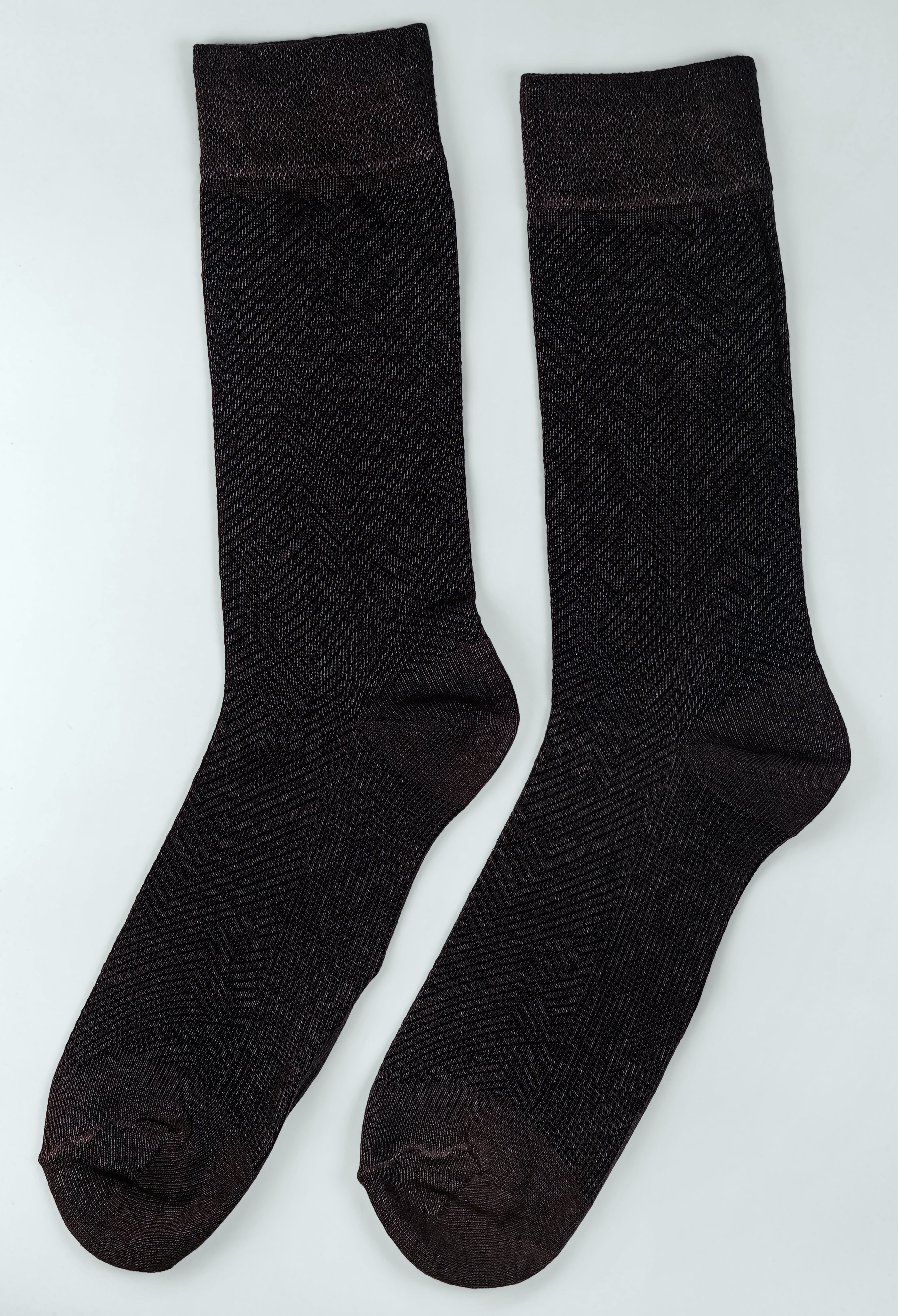 Brunette Brown Cotton Zigzag Socks
