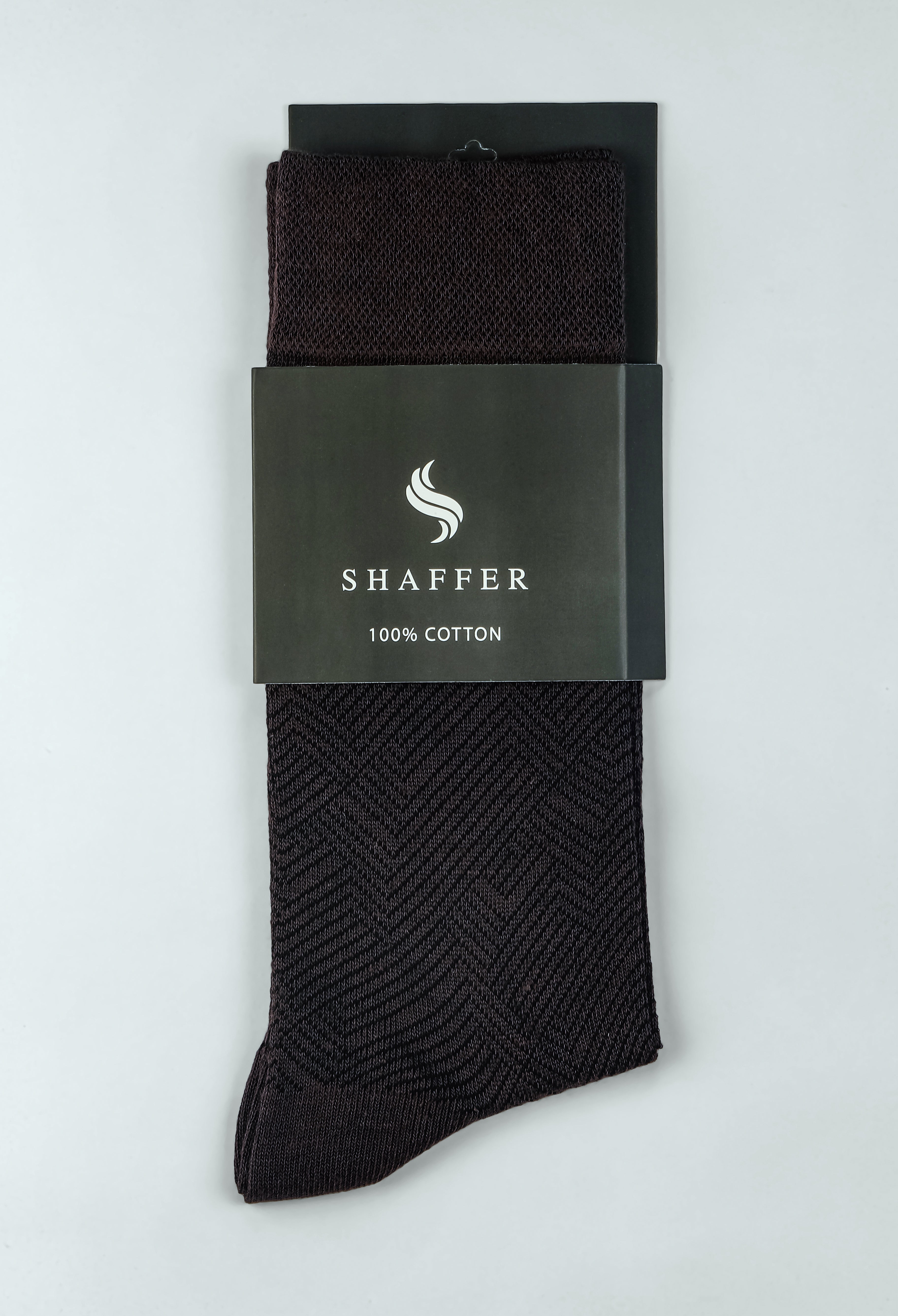 Brunette Brown Cotton Zigzag Socks