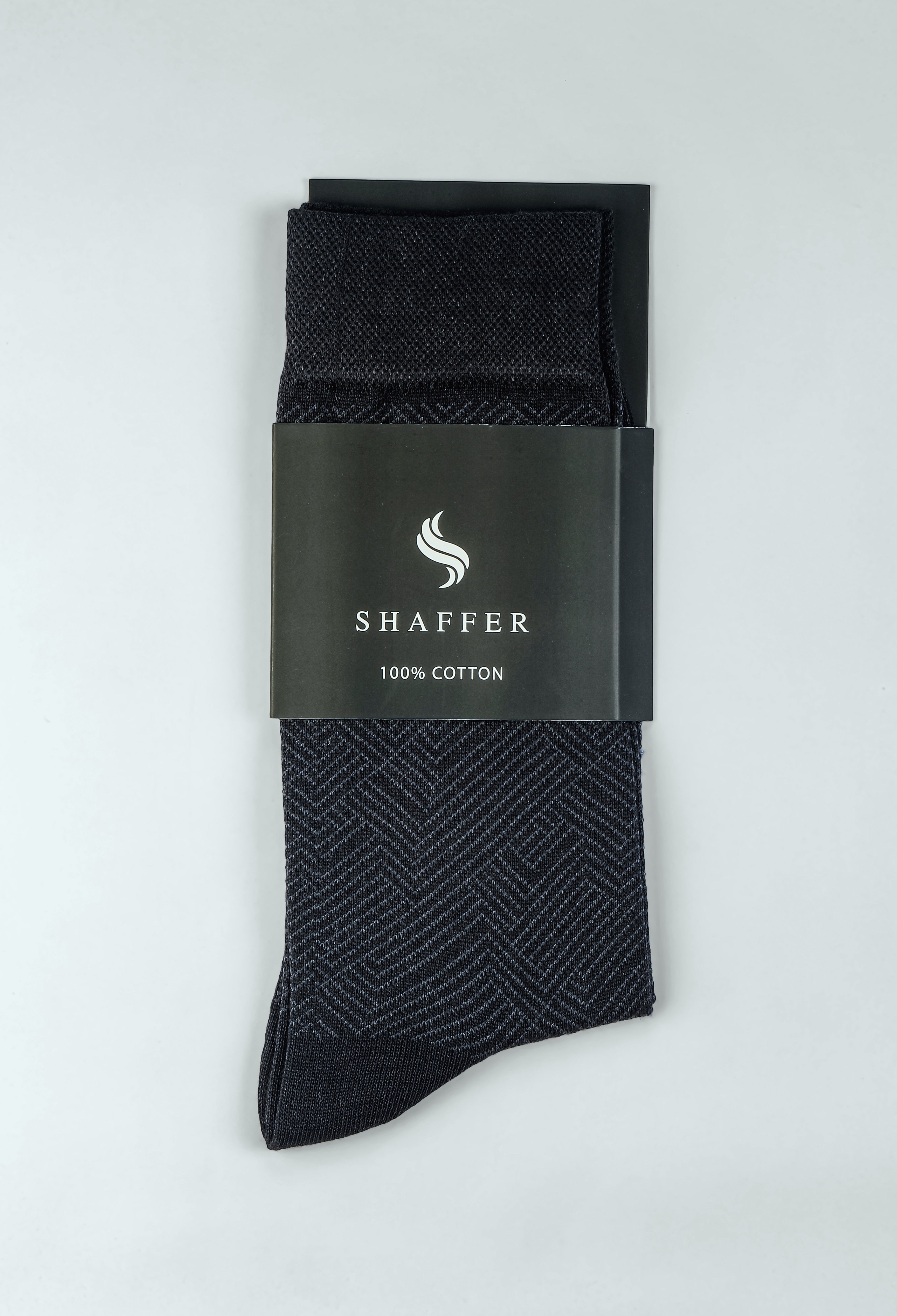 Mid Grey Cotton Zigzag Socks