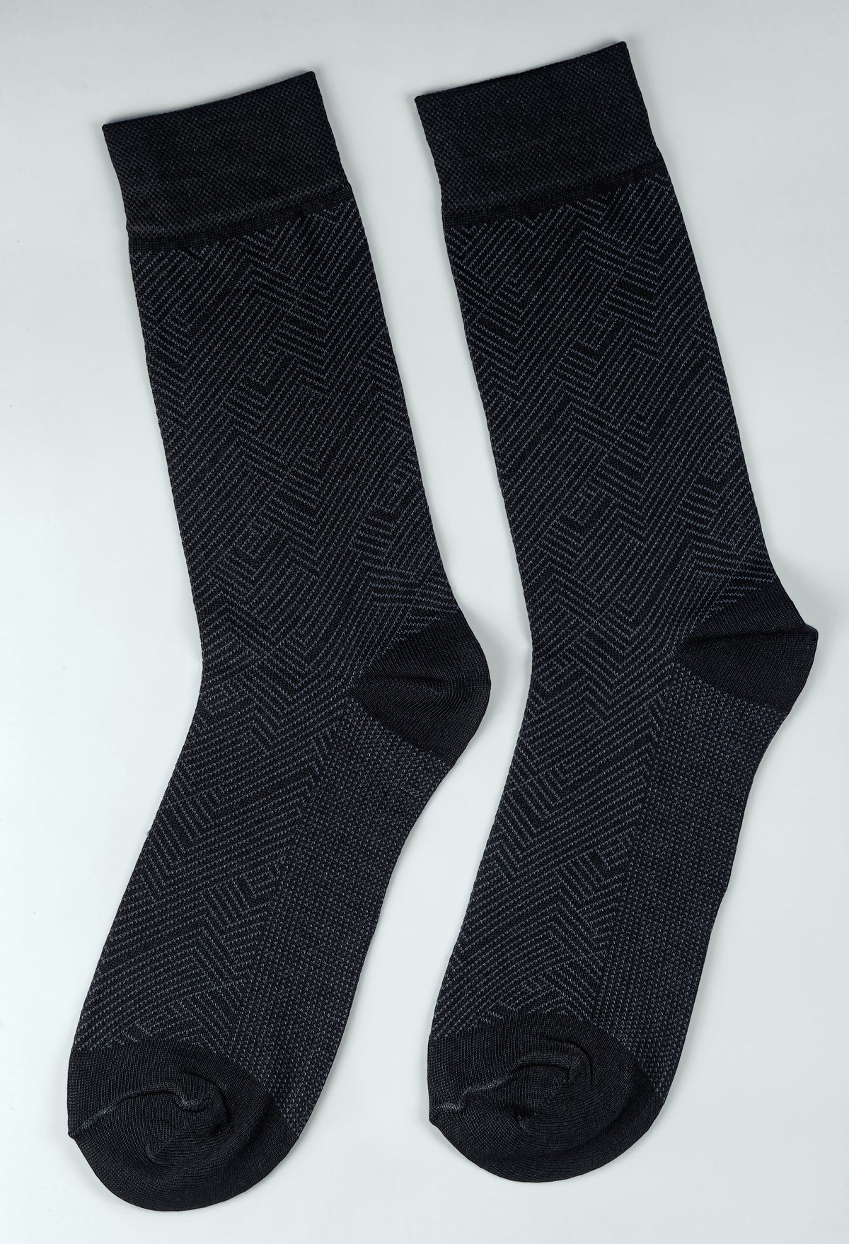 Mid Grey Cotton Zigzag Socks