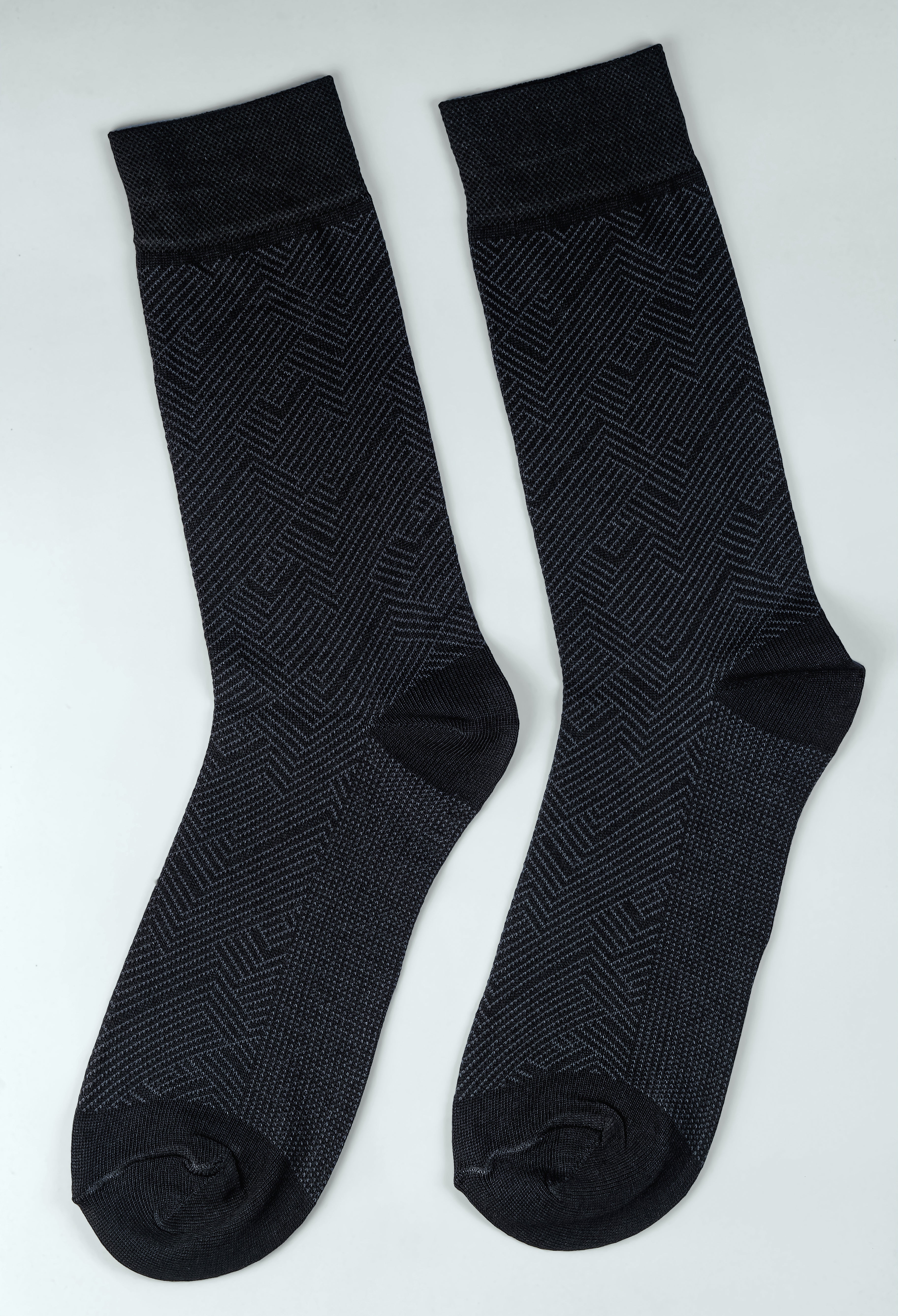 Mid Grey Cotton Zigzag Socks