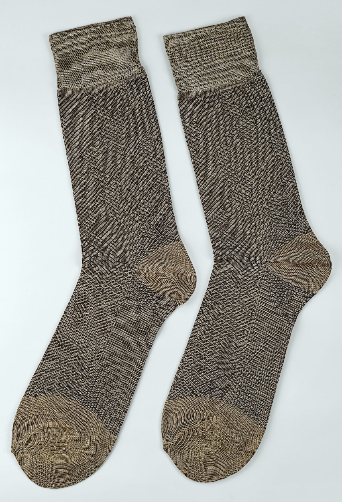 Sand Beige Cotton Zigzag Socks