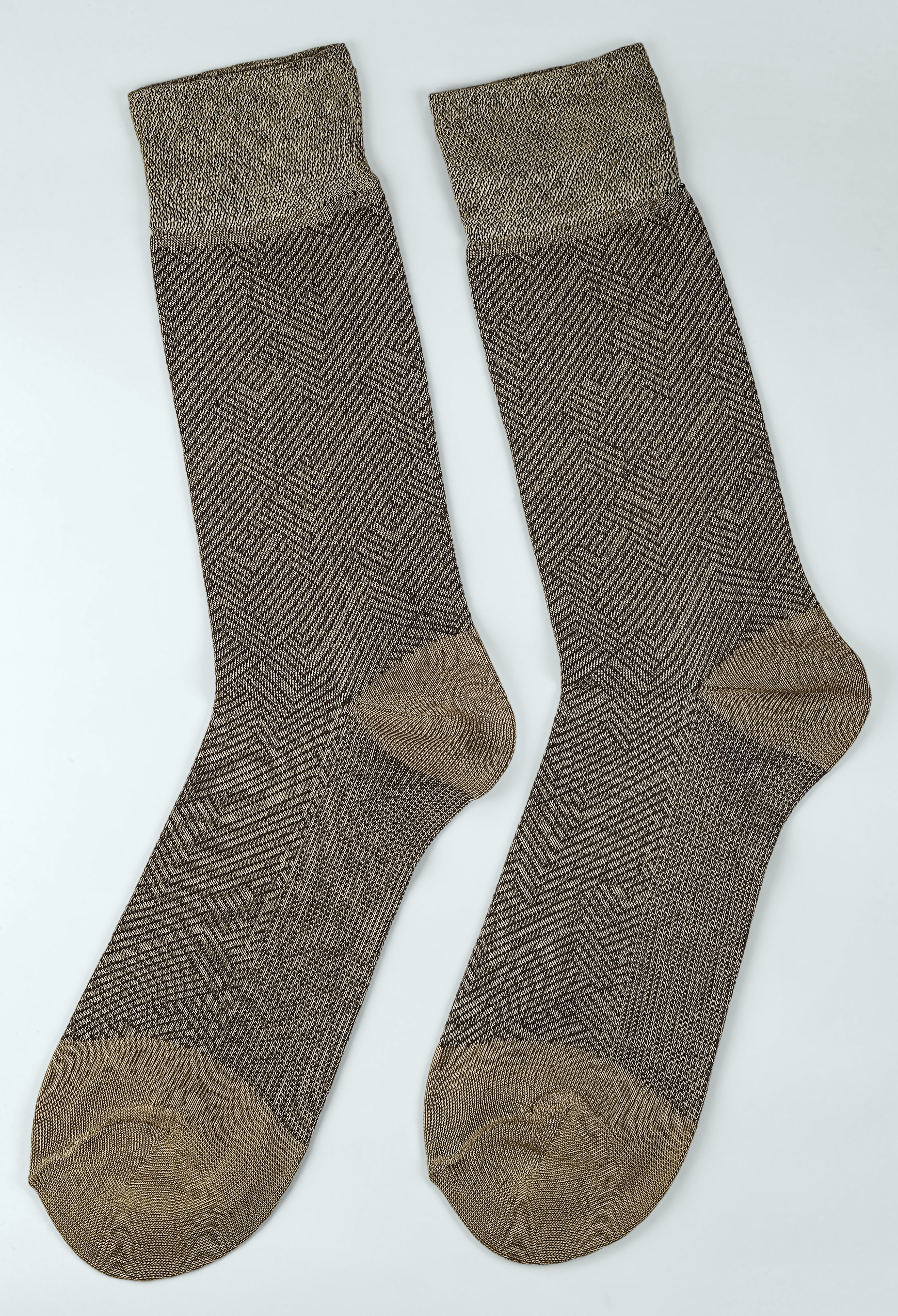 Sand Beige Cotton Zigzag Socks