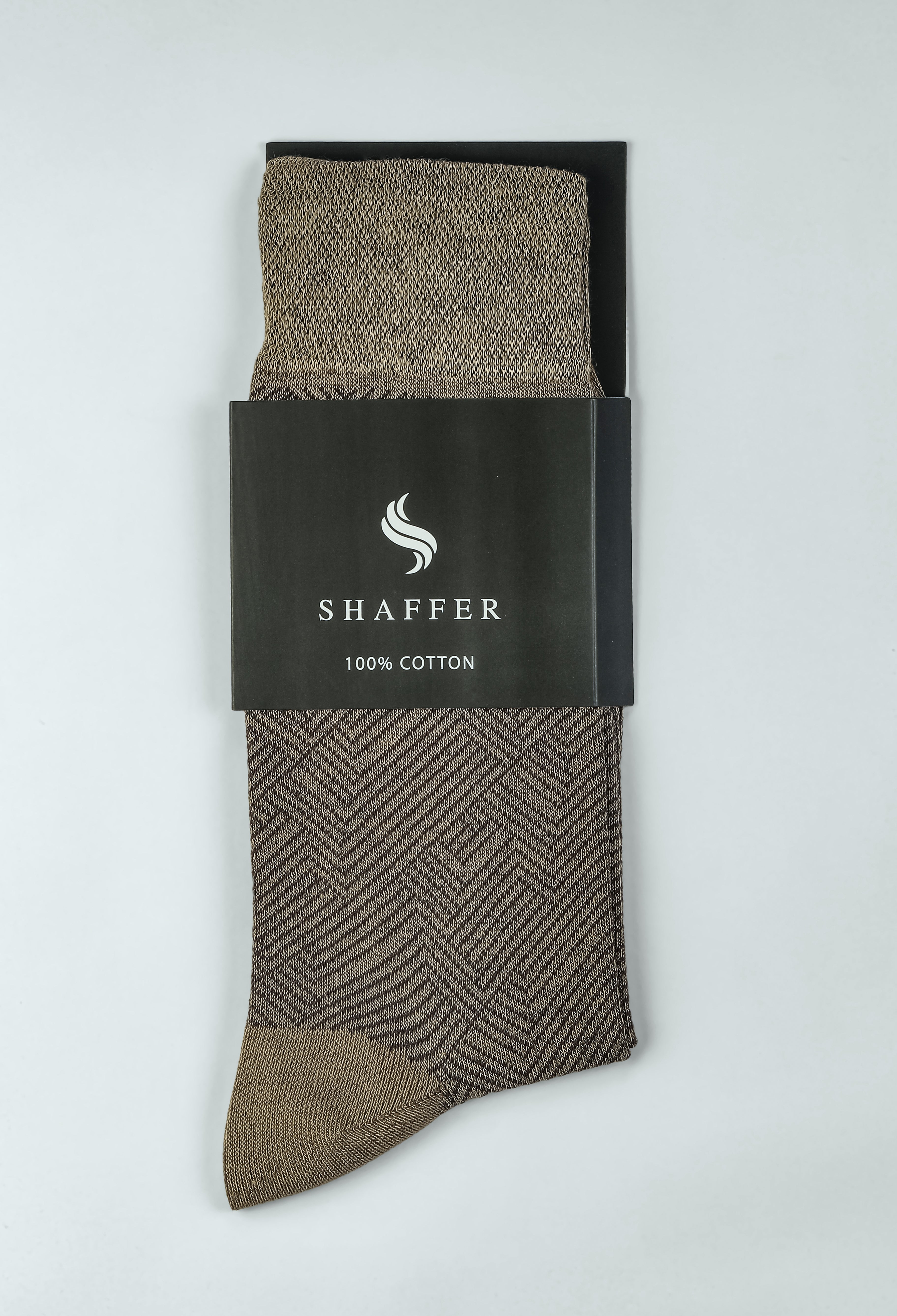 Sand Beige Cotton Zigzag Socks