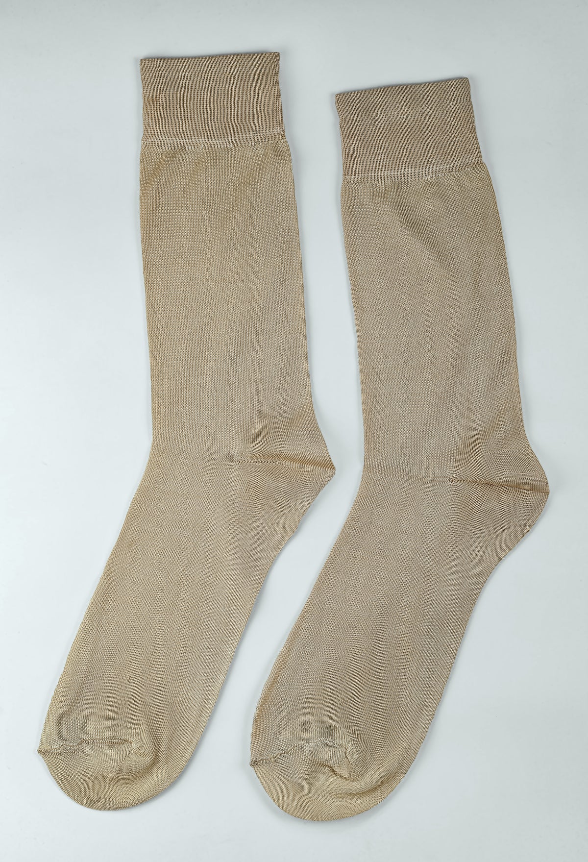 Caramel Beige Plain Mercerized Socks