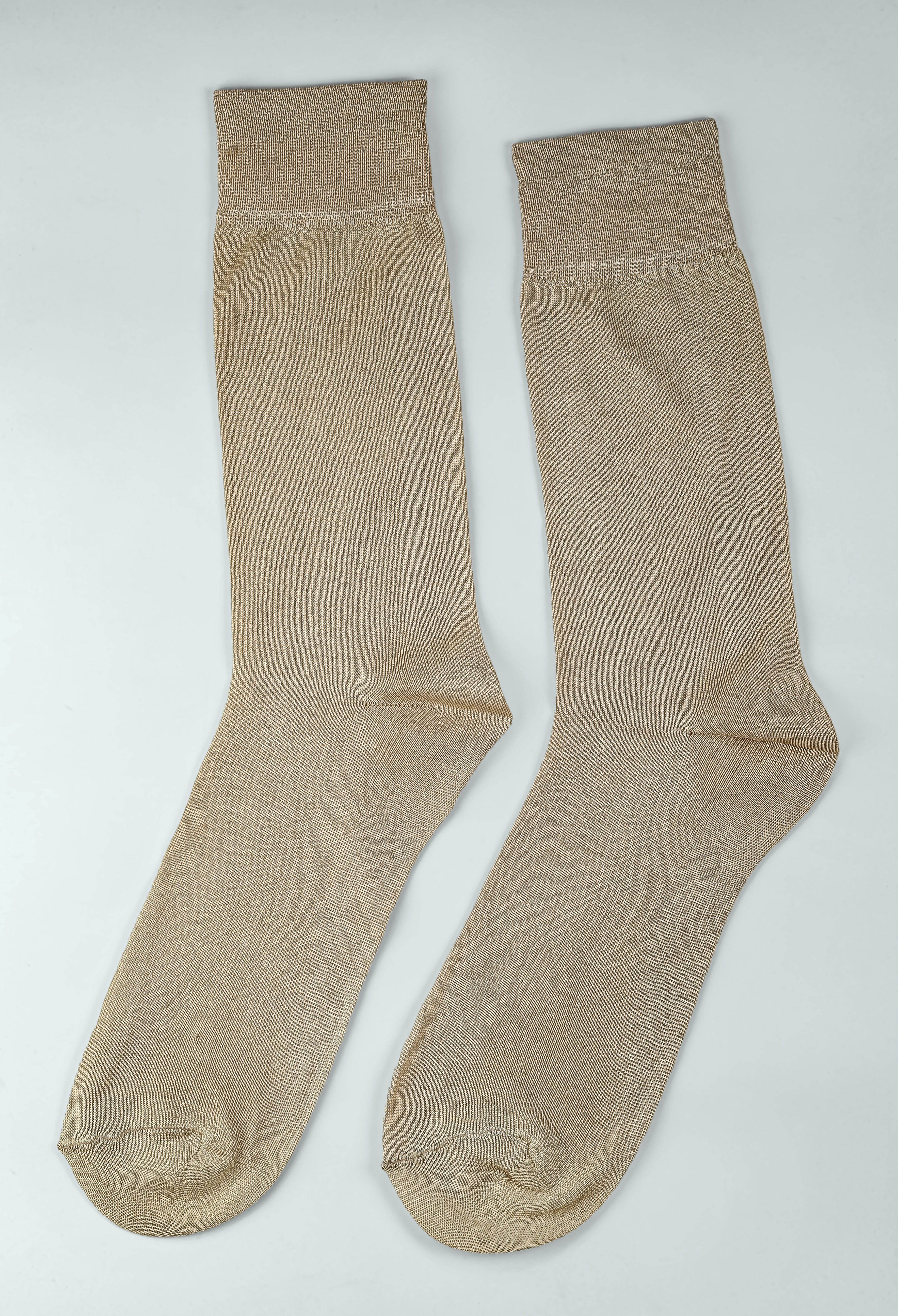 Caramel Beige Plain Mercerized Socks