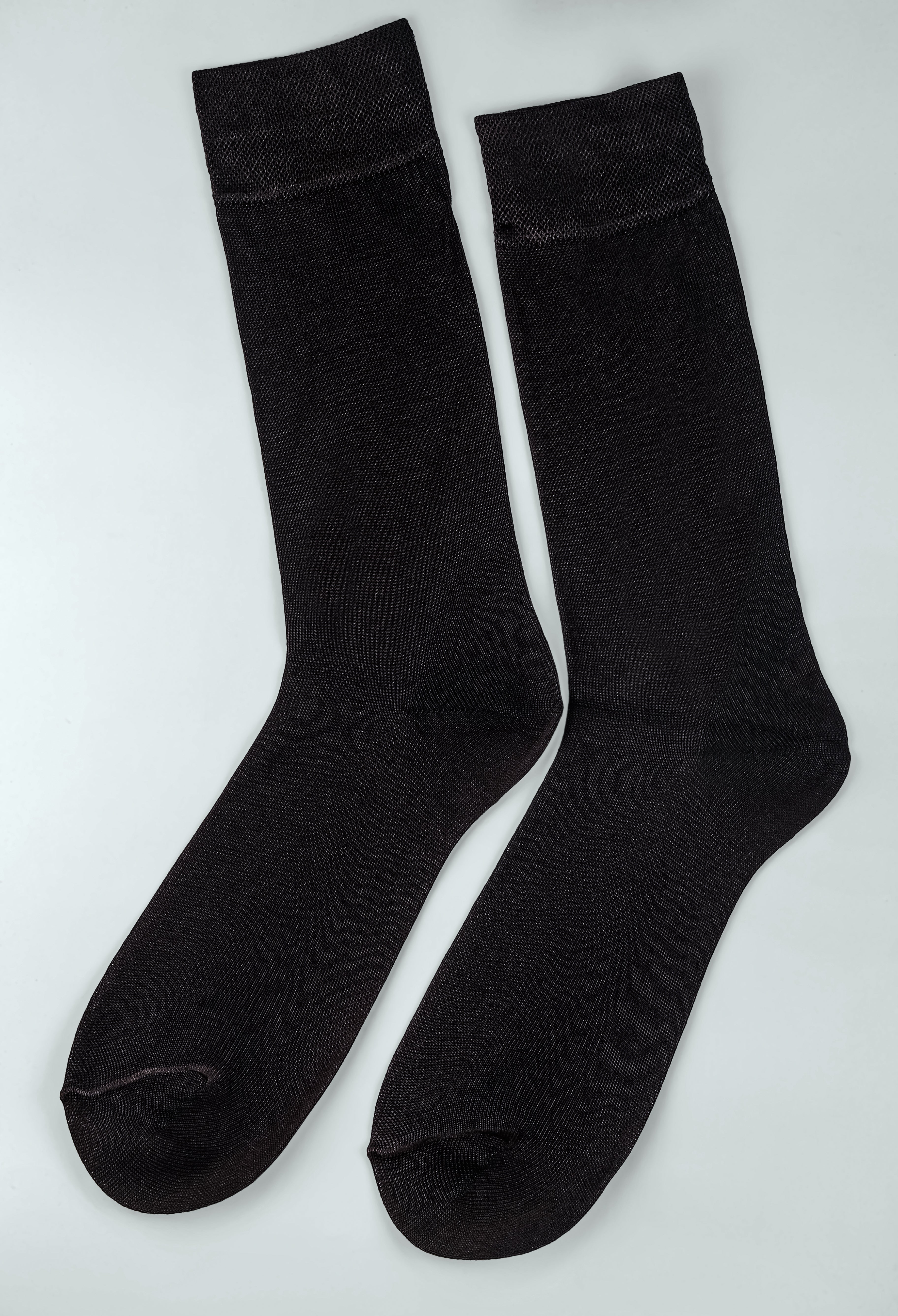 Deep Brown Plain Mercerized Socks