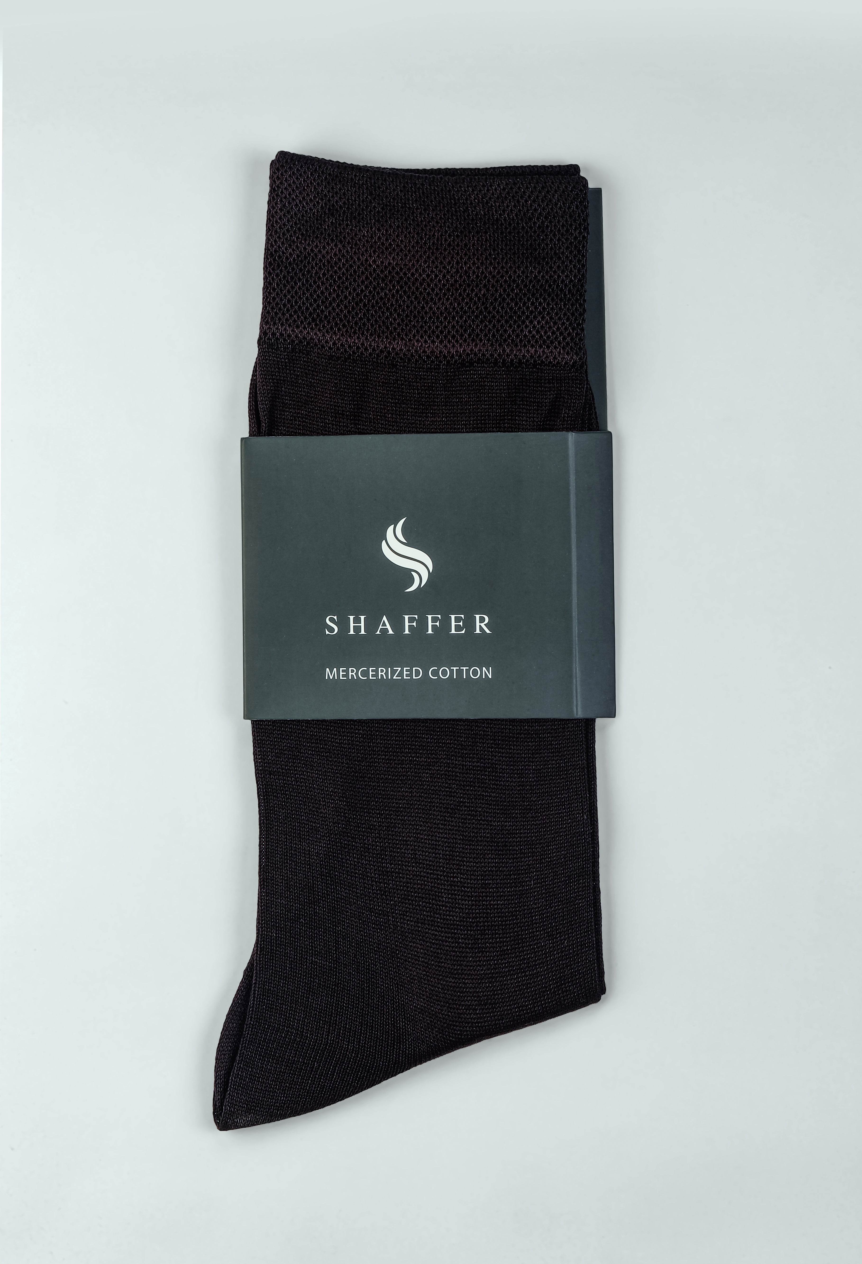 Deep Brown Plain Mercerized Socks