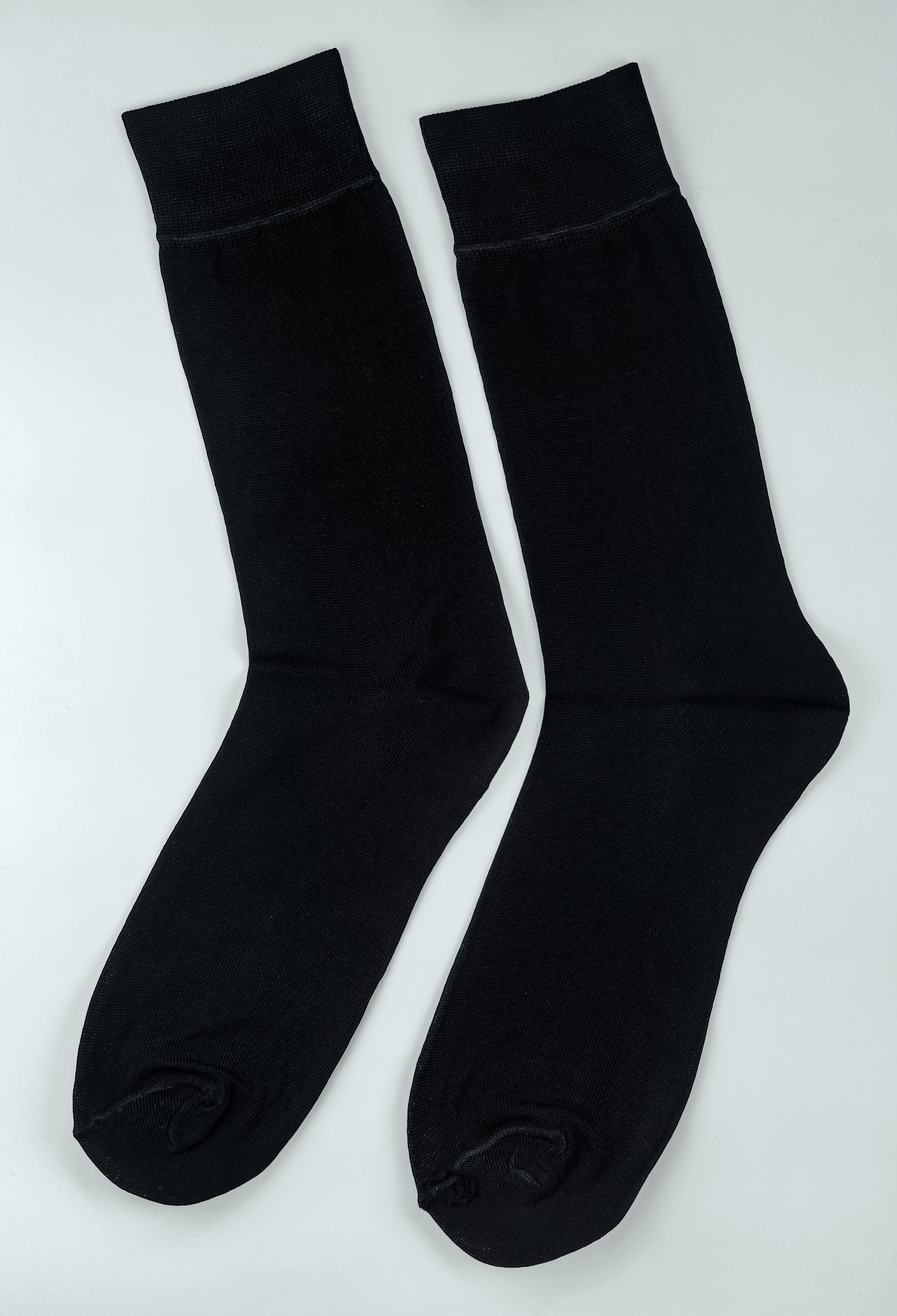 Jet Black Plain Mercerized Socks
