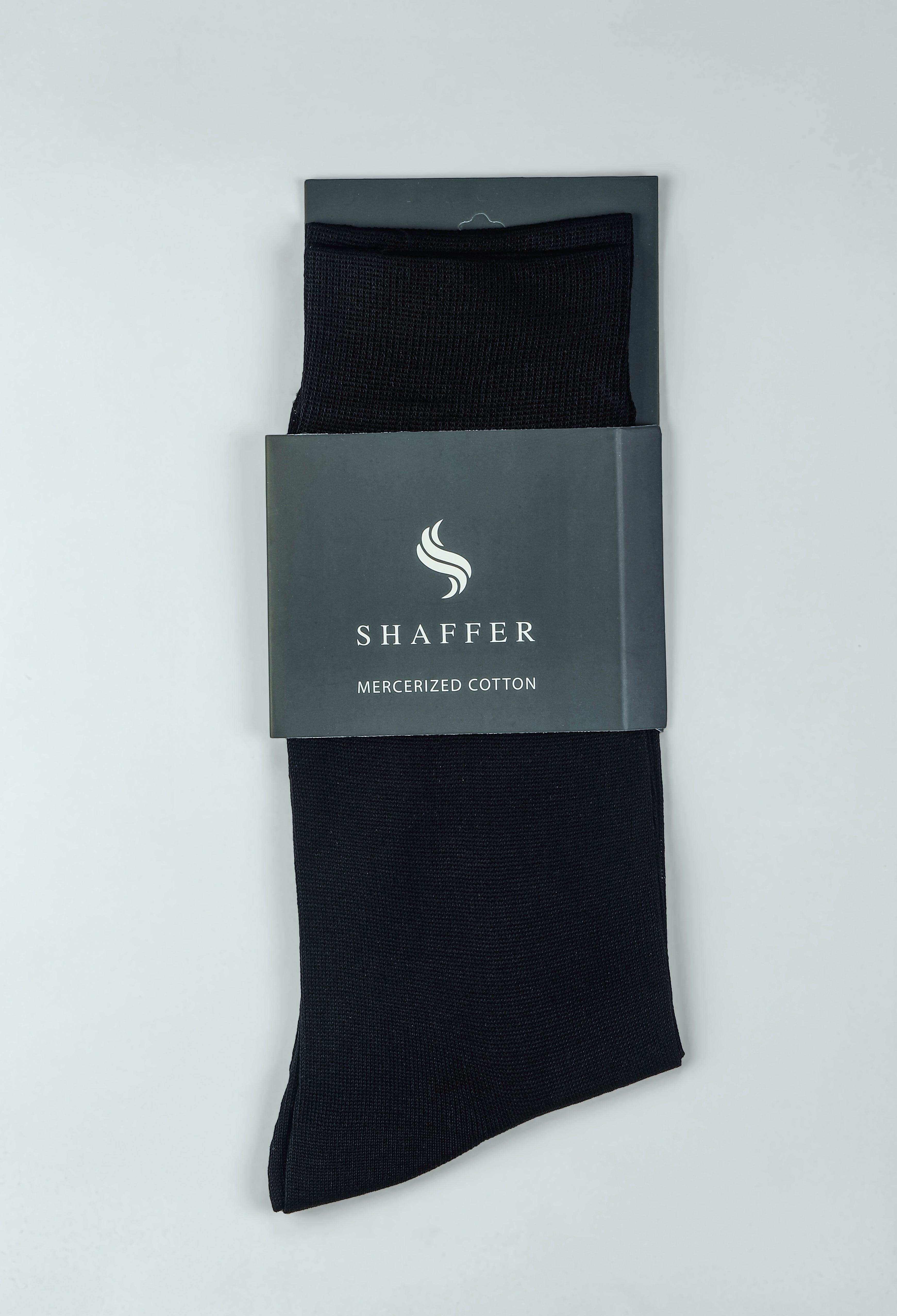 Jet Black Plain Mercerized Socks