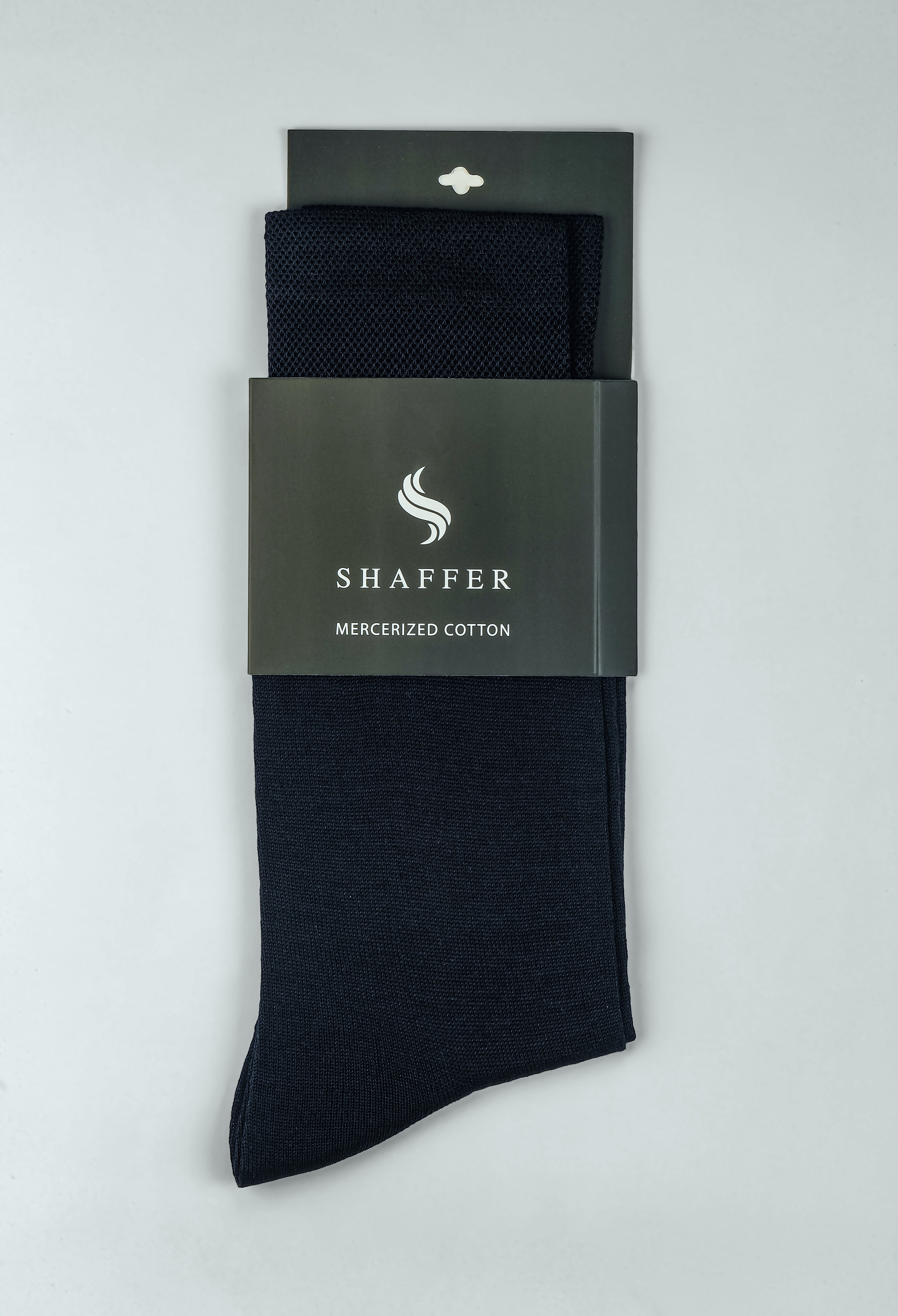Navy Blue Plain Mercerized Socks