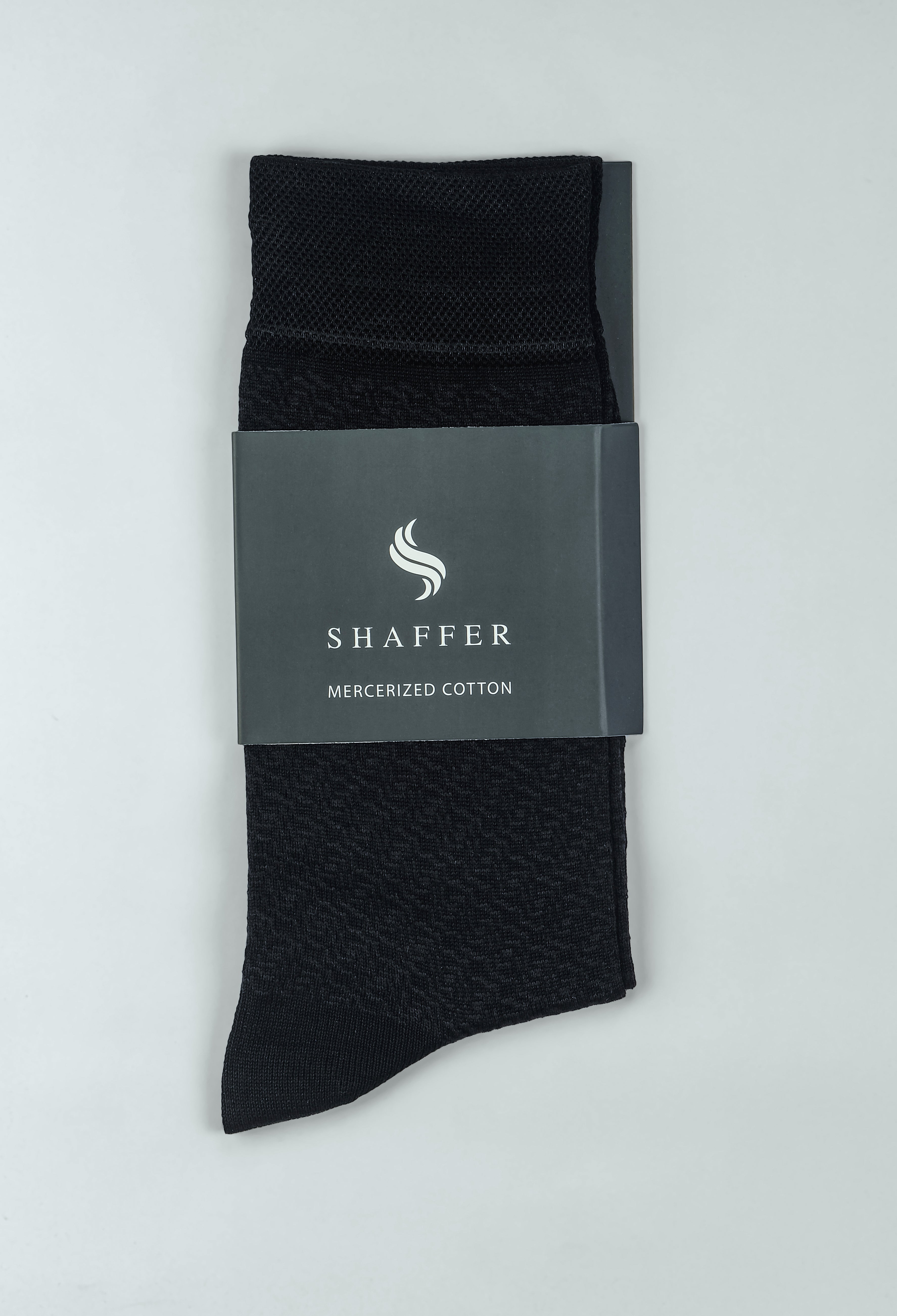 Coal Black Snake Weave Mercerized Socks