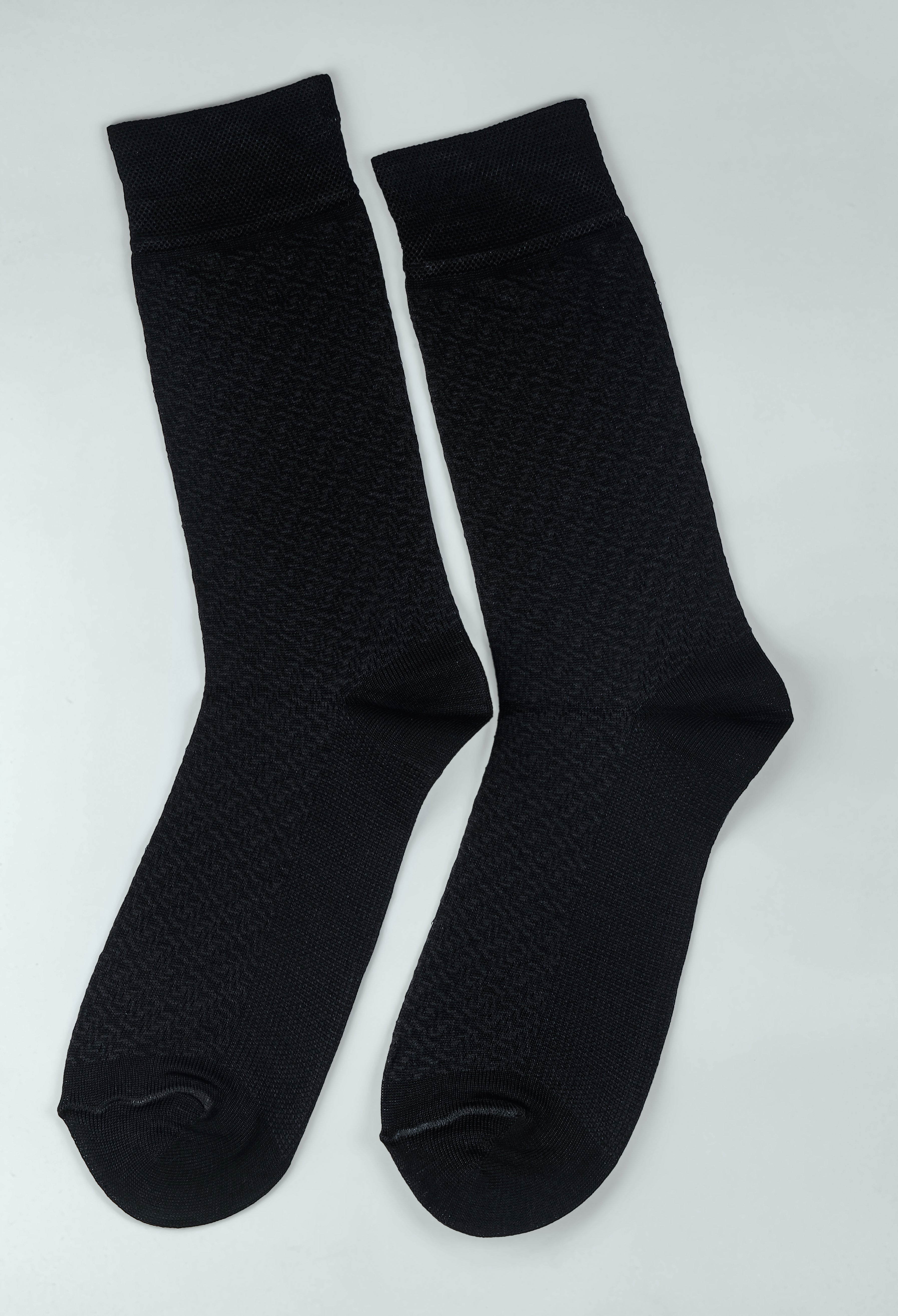 Coal Black Snake Weave Mercerized Socks