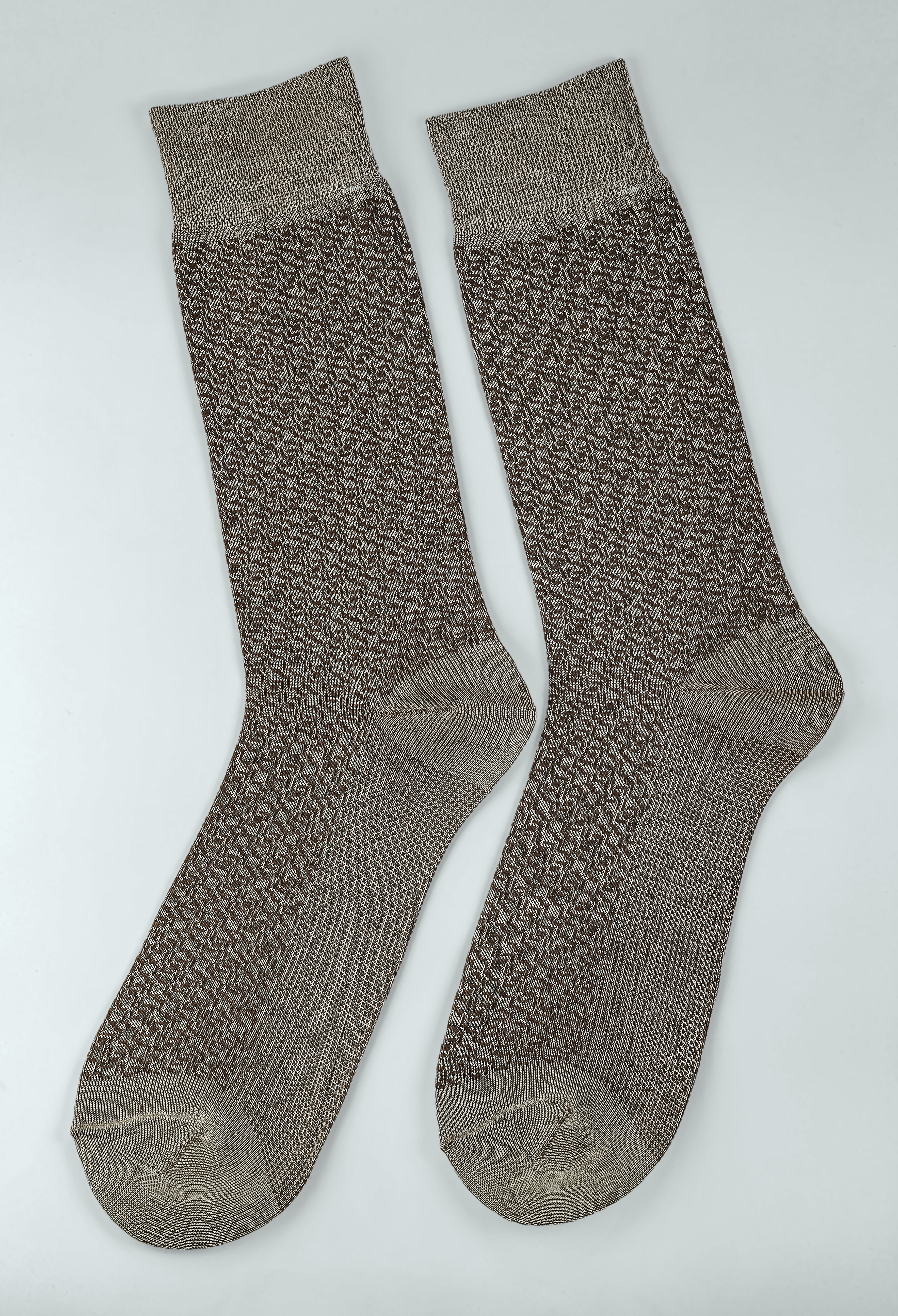 Sand Brown Snake Weave Mercerized Socks