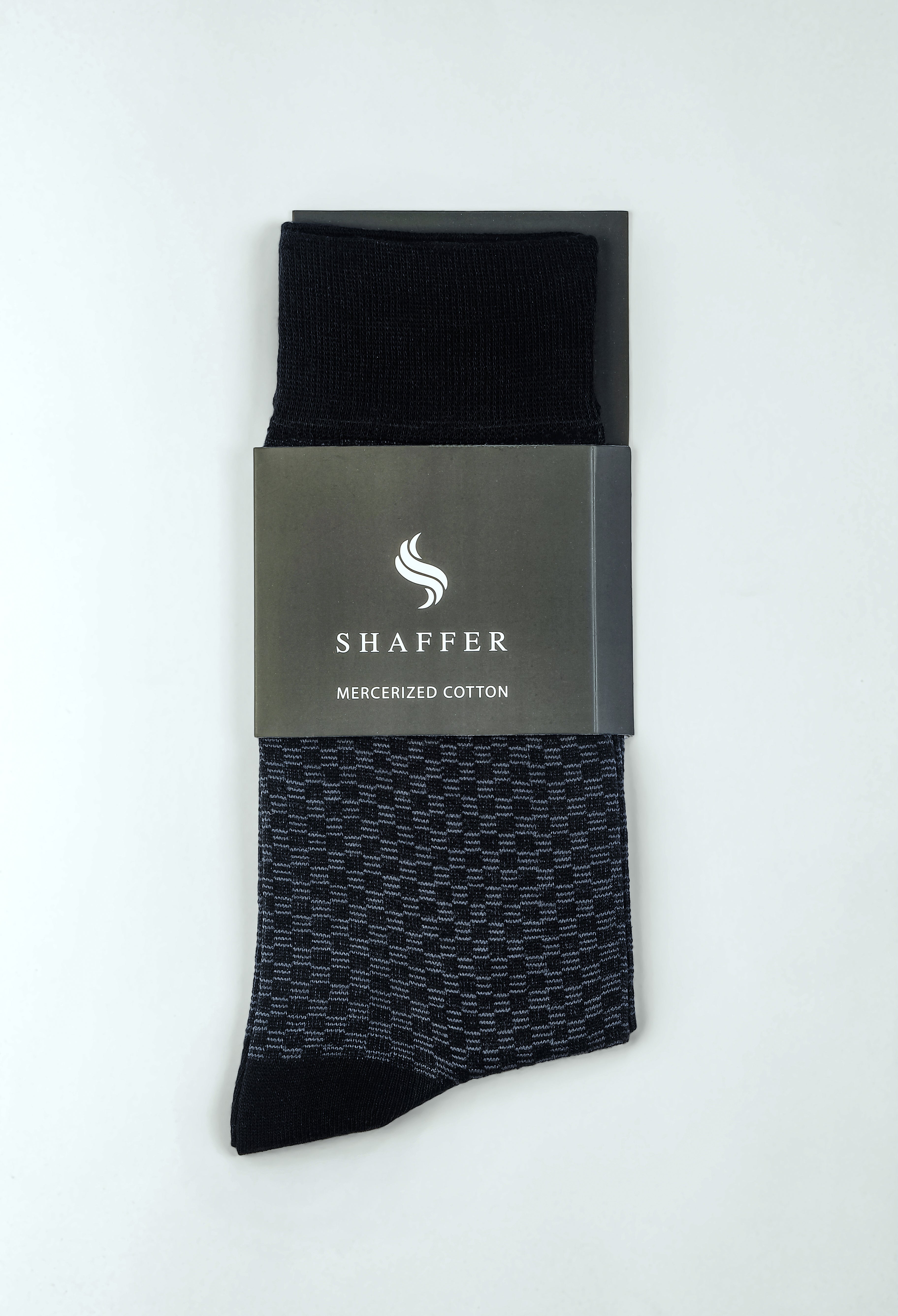 Ash Black Square Box Mercerized Socks