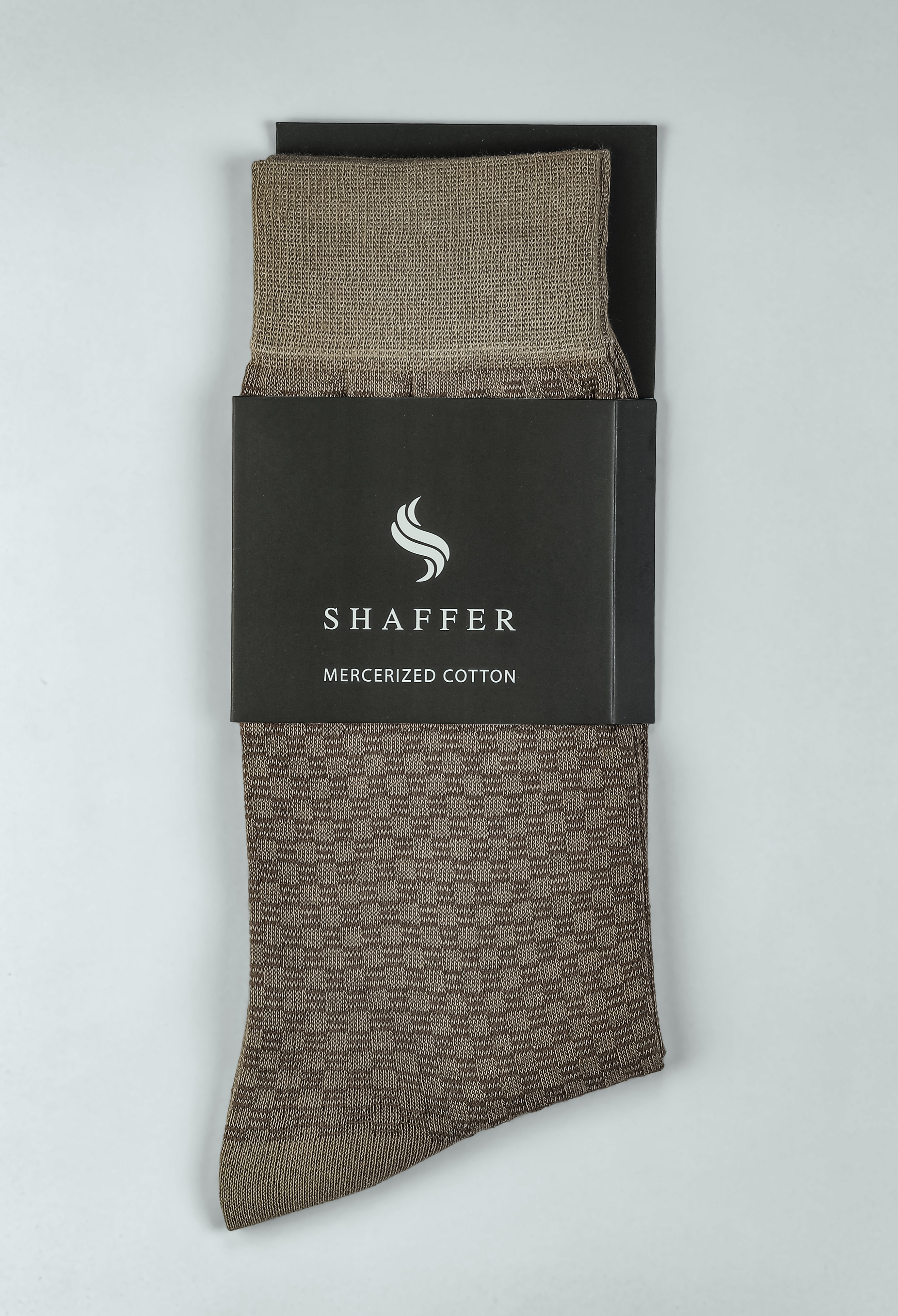 Caramel Beige Square Box Mercerized Socks