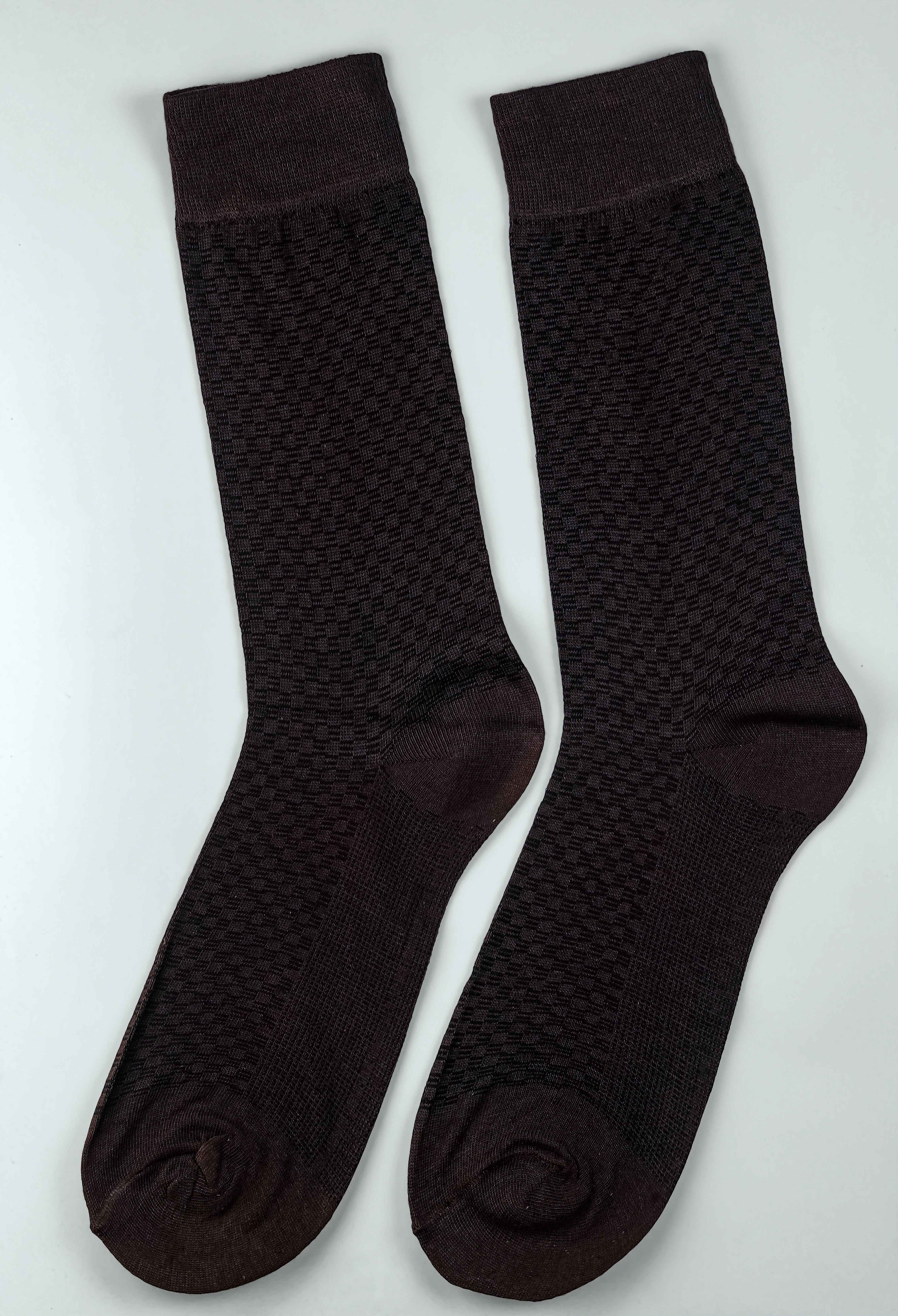 Dark Brown Square Box Mercerized Socks