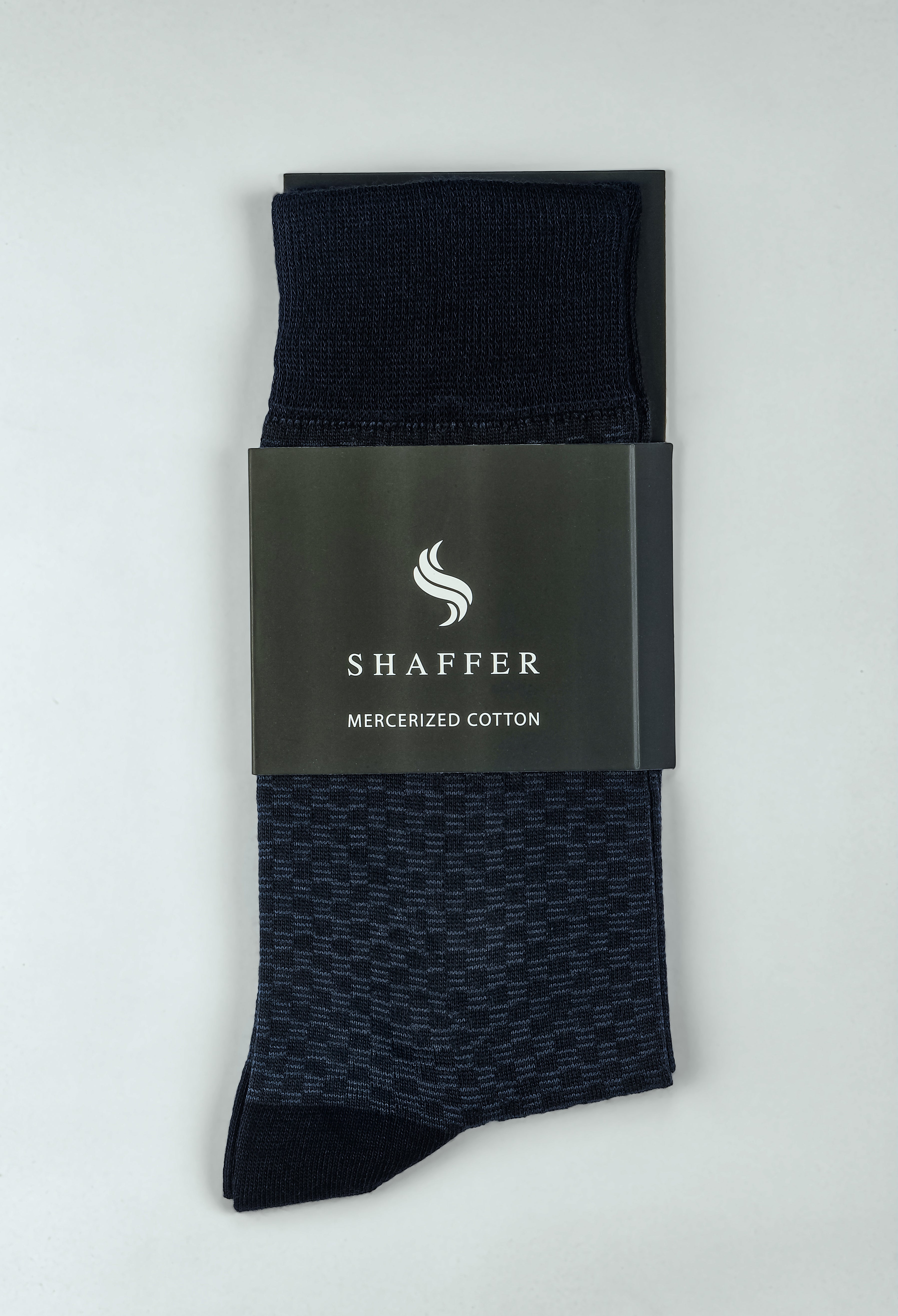 Navy Blue Square Box Mercerized Socks