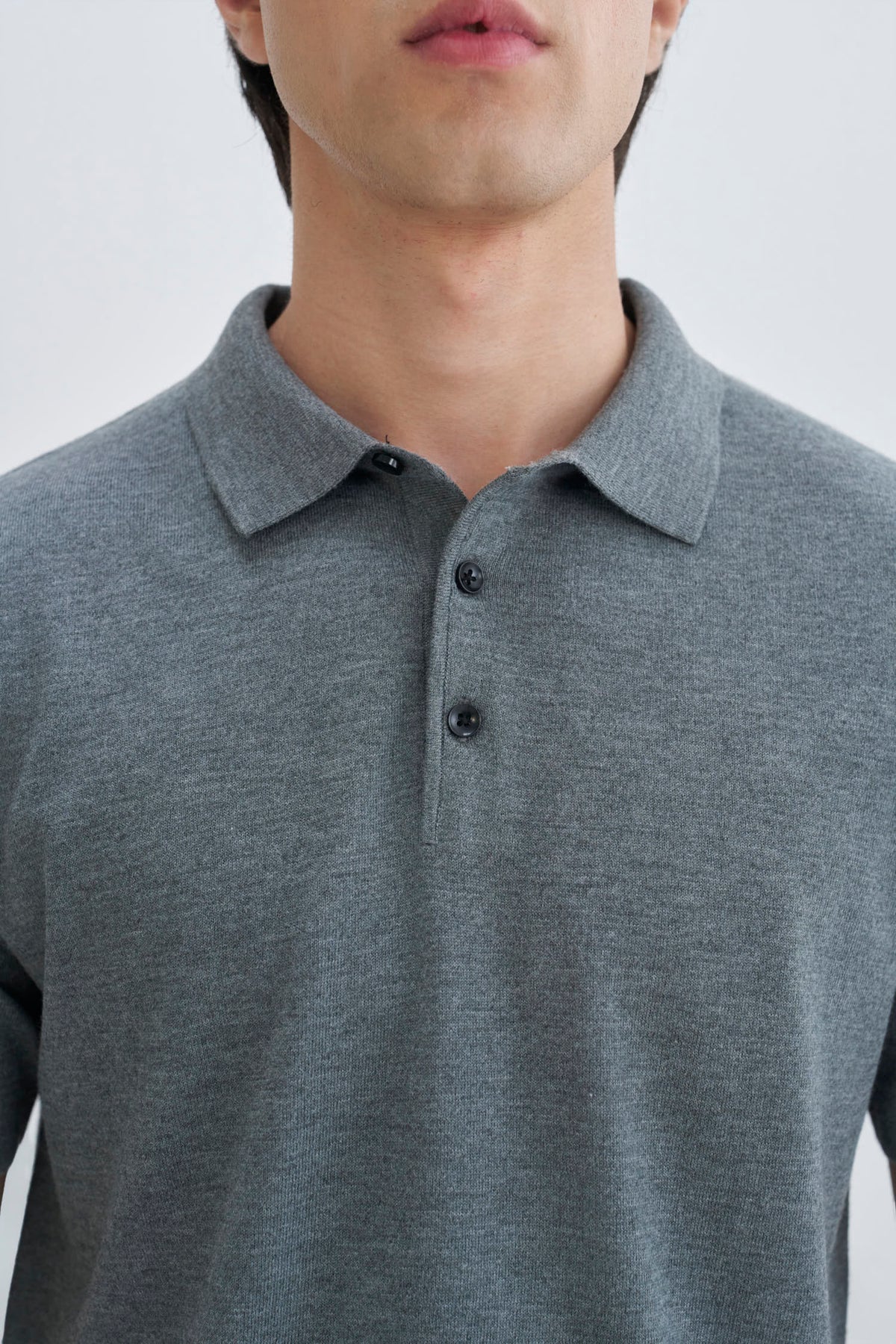 Heather Grey Fine Knit Polo