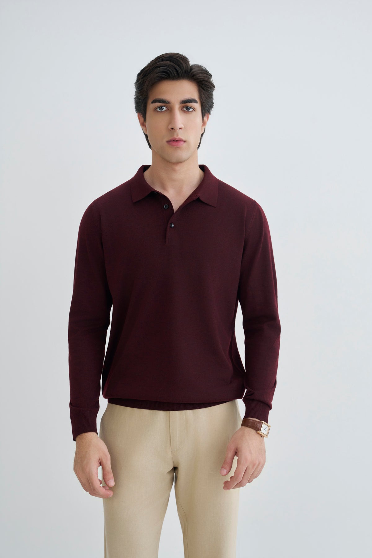 Dark Burgundy Fine Knit Polo