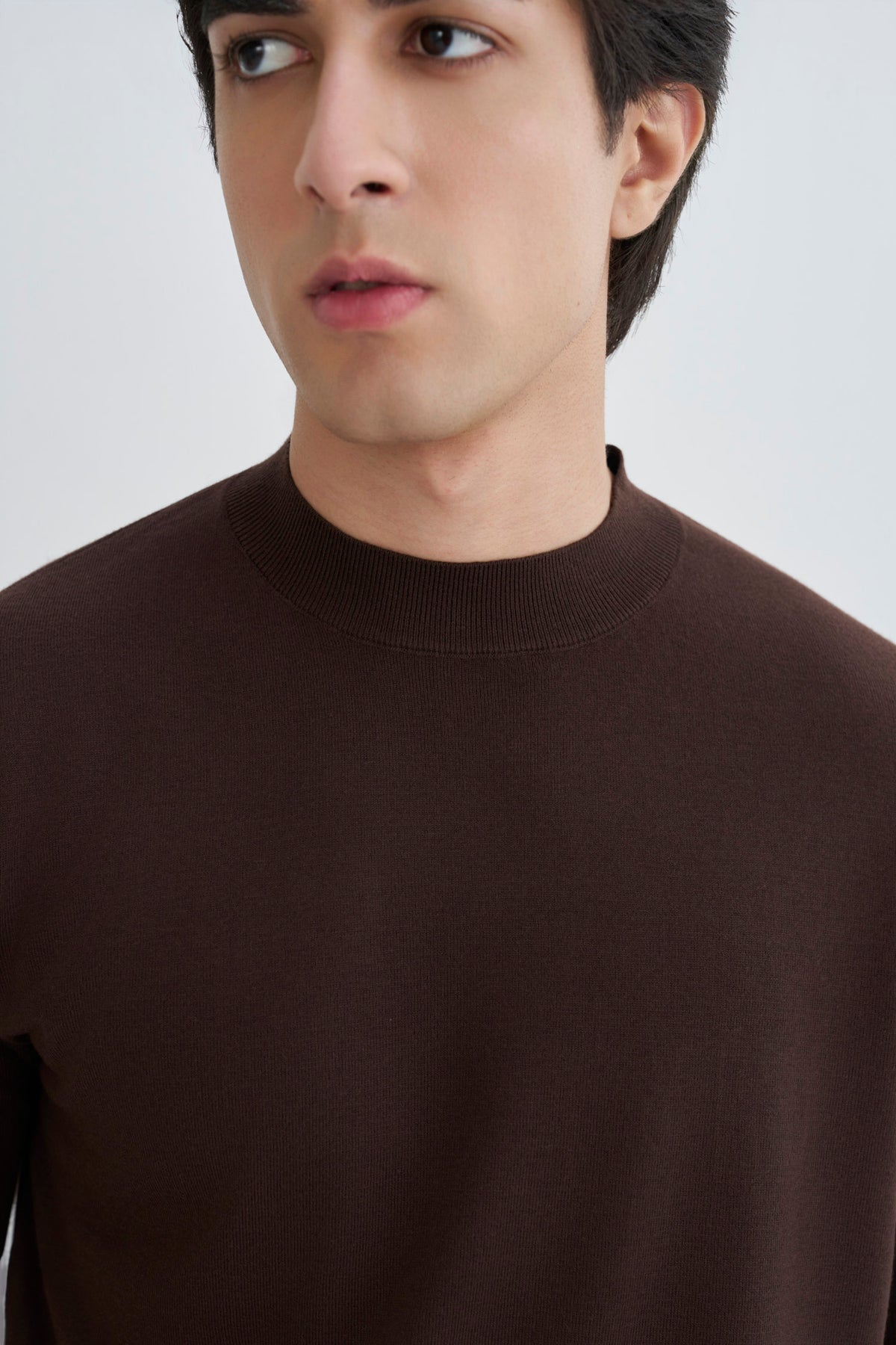 Dark Brown Fine Knit T-Shirt