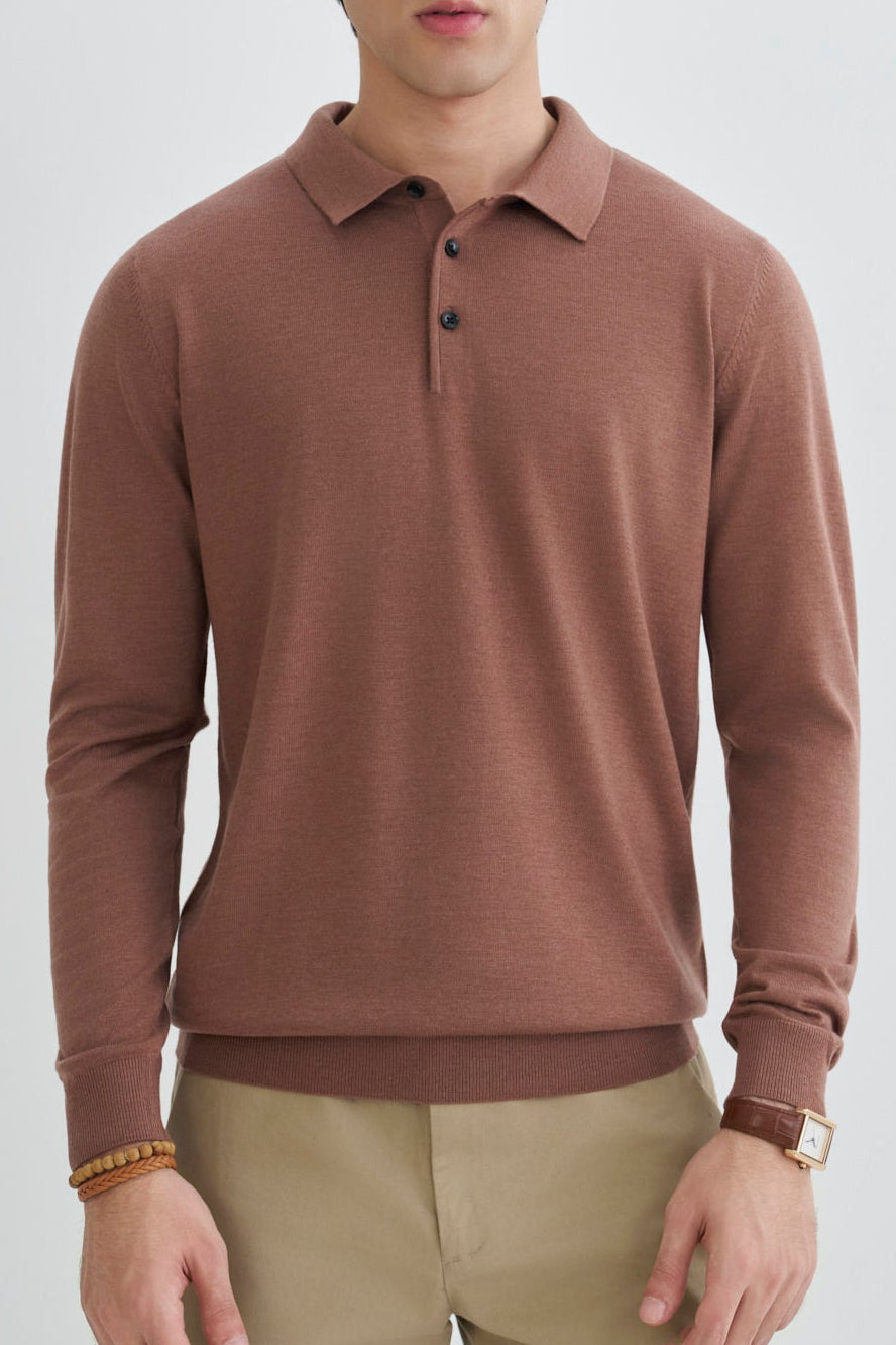 Russet Brown Fine Knit Polo