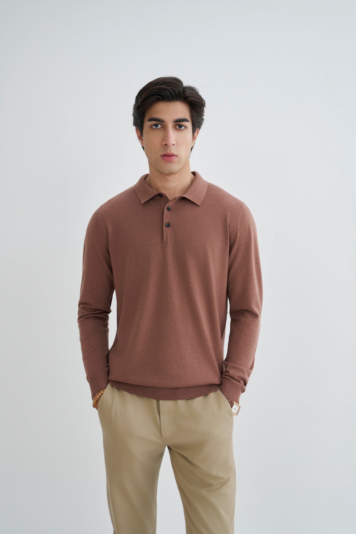 Russet Brown Fine Knit Polo