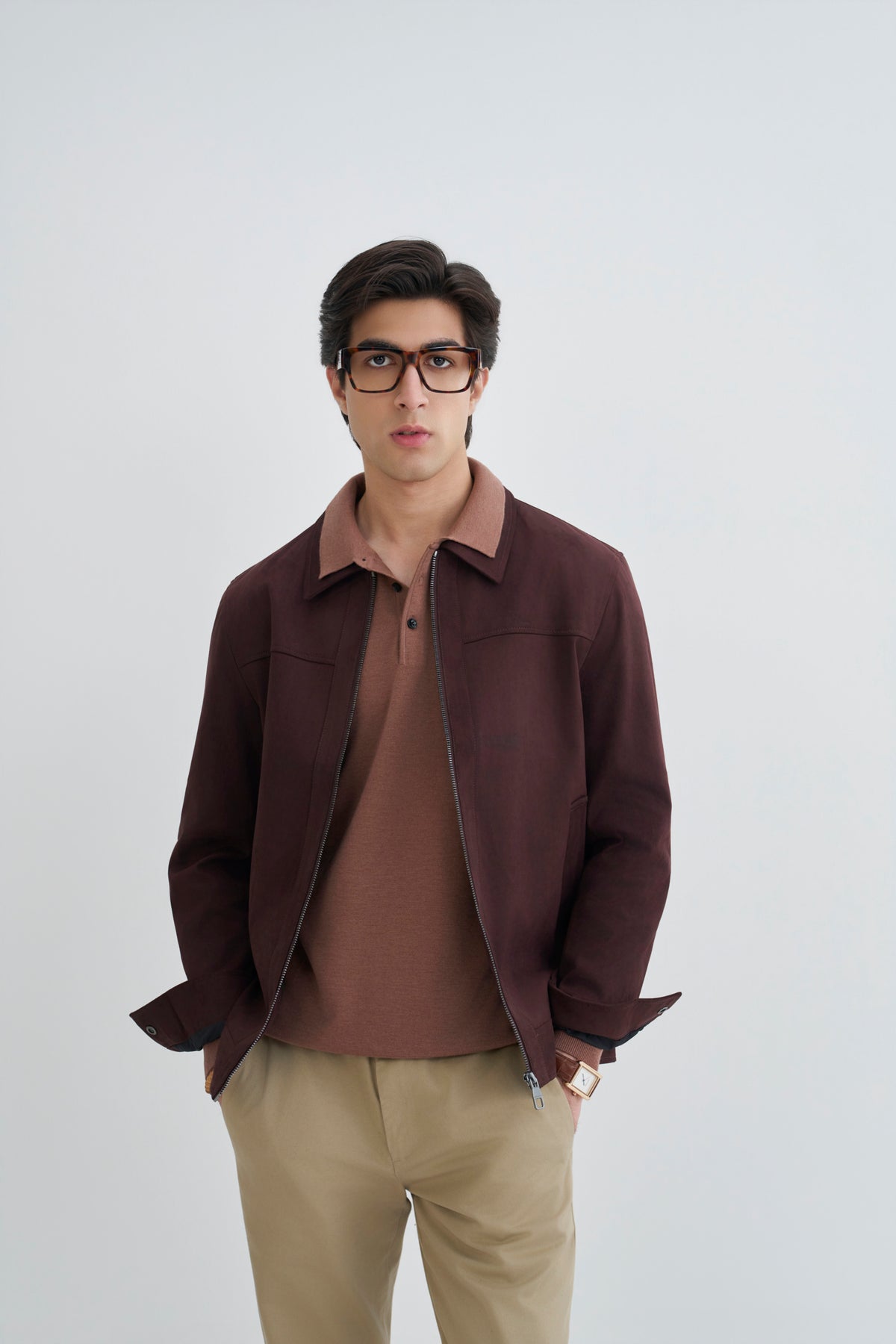 Dark Maroon Suede Effect Jacket