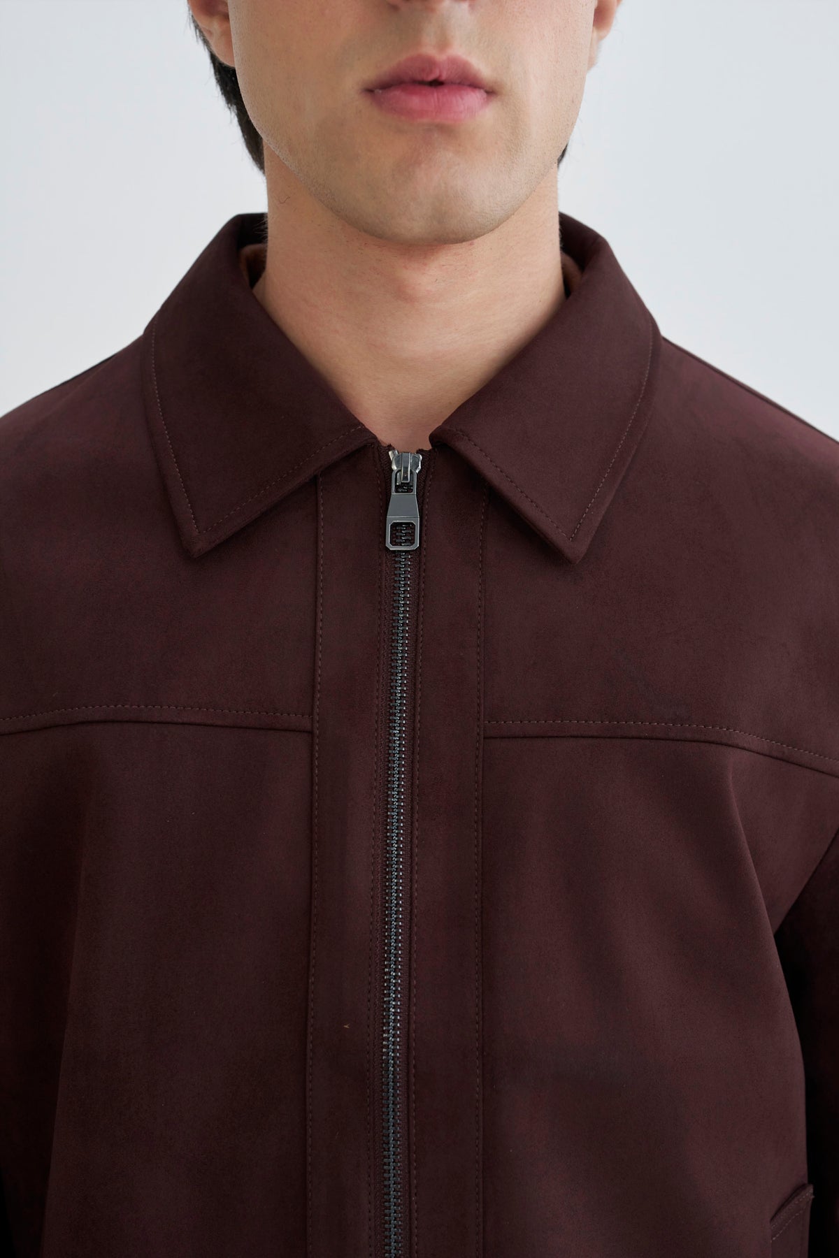 Dark Maroon Suede Effect Jacket