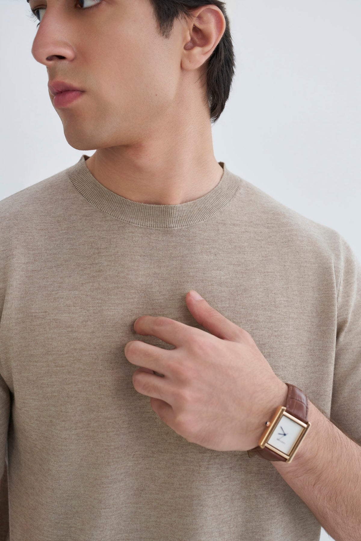 Oatmeal Beige Fine Knit T-Shirt