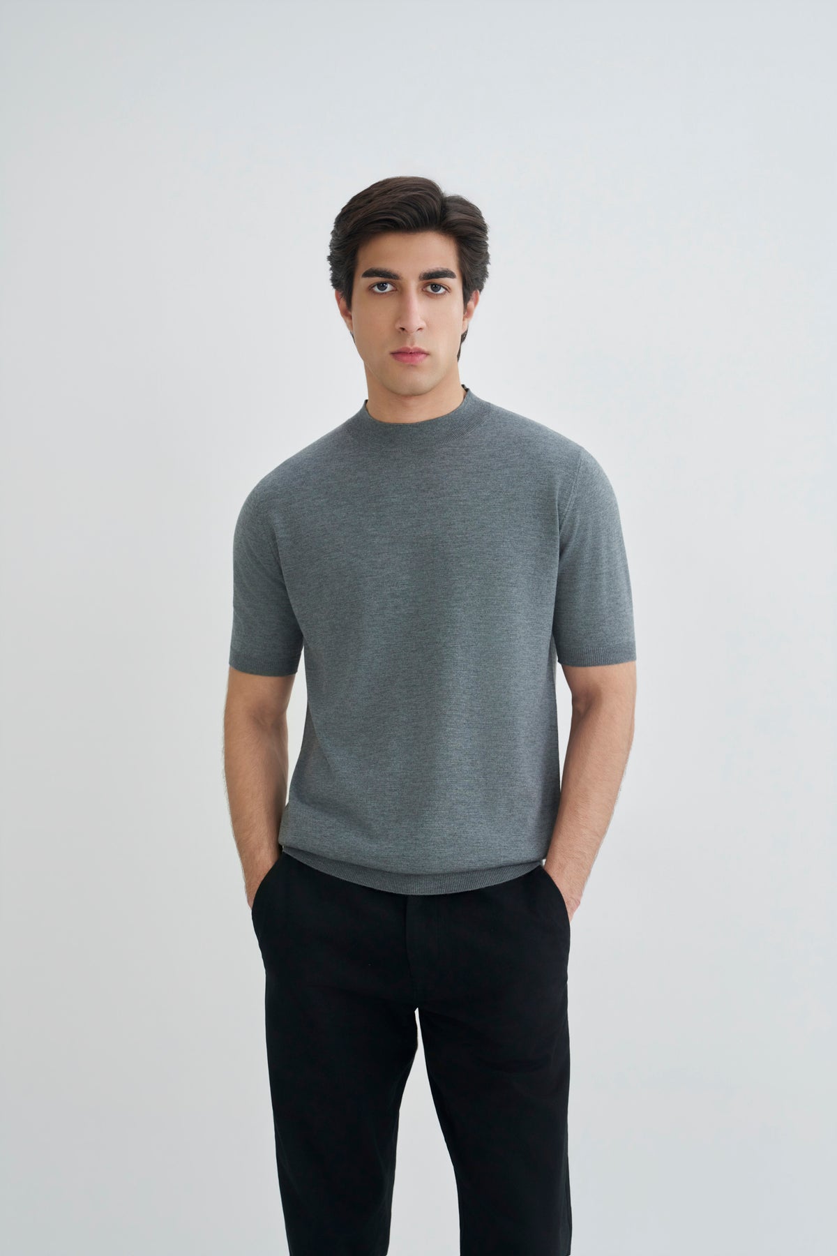 Heather Grey Fine Knit T-Shirt