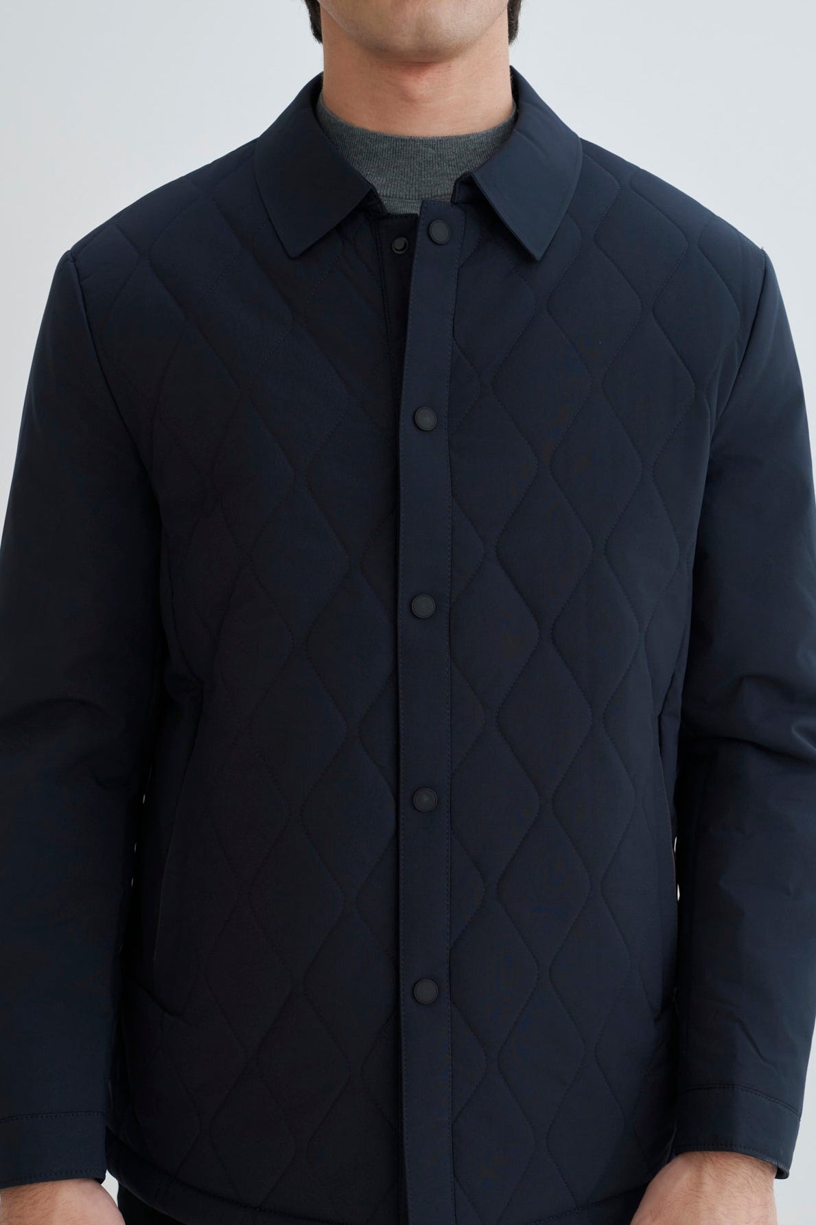 Dark Navy Blue Quilted Jacket