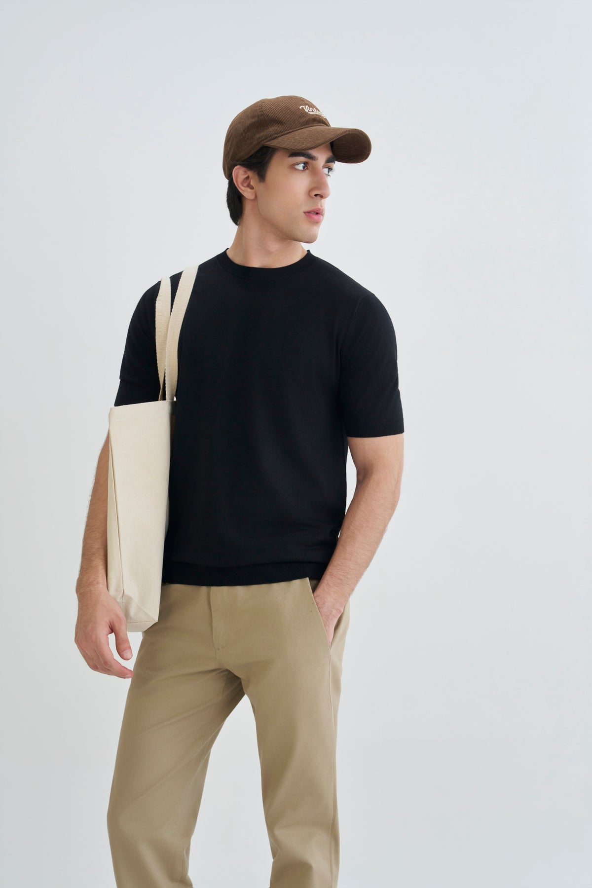 Jet Black Fine Knit T-Shirt
