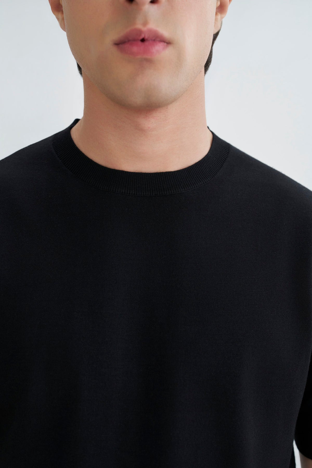 Jet Black Fine Knit T-Shirt