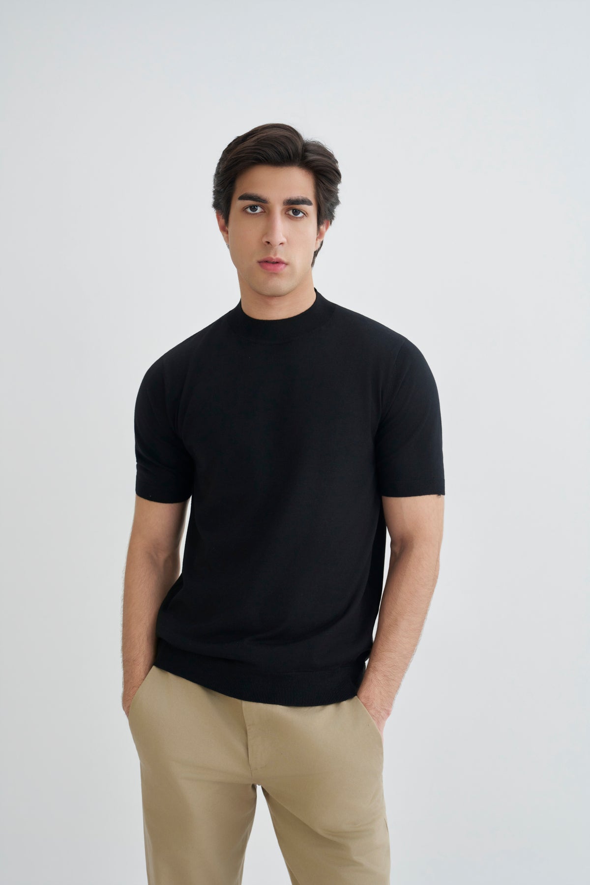 Jet Black Fine Knit T-Shirt