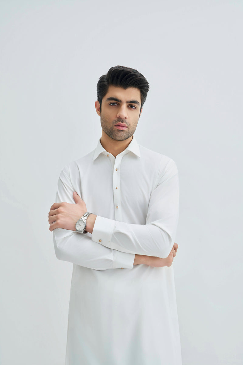 Off White Detailing Kameez Shalwar