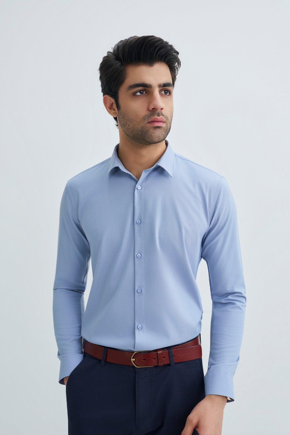 Sky Blue Oxford Knitted Shirt