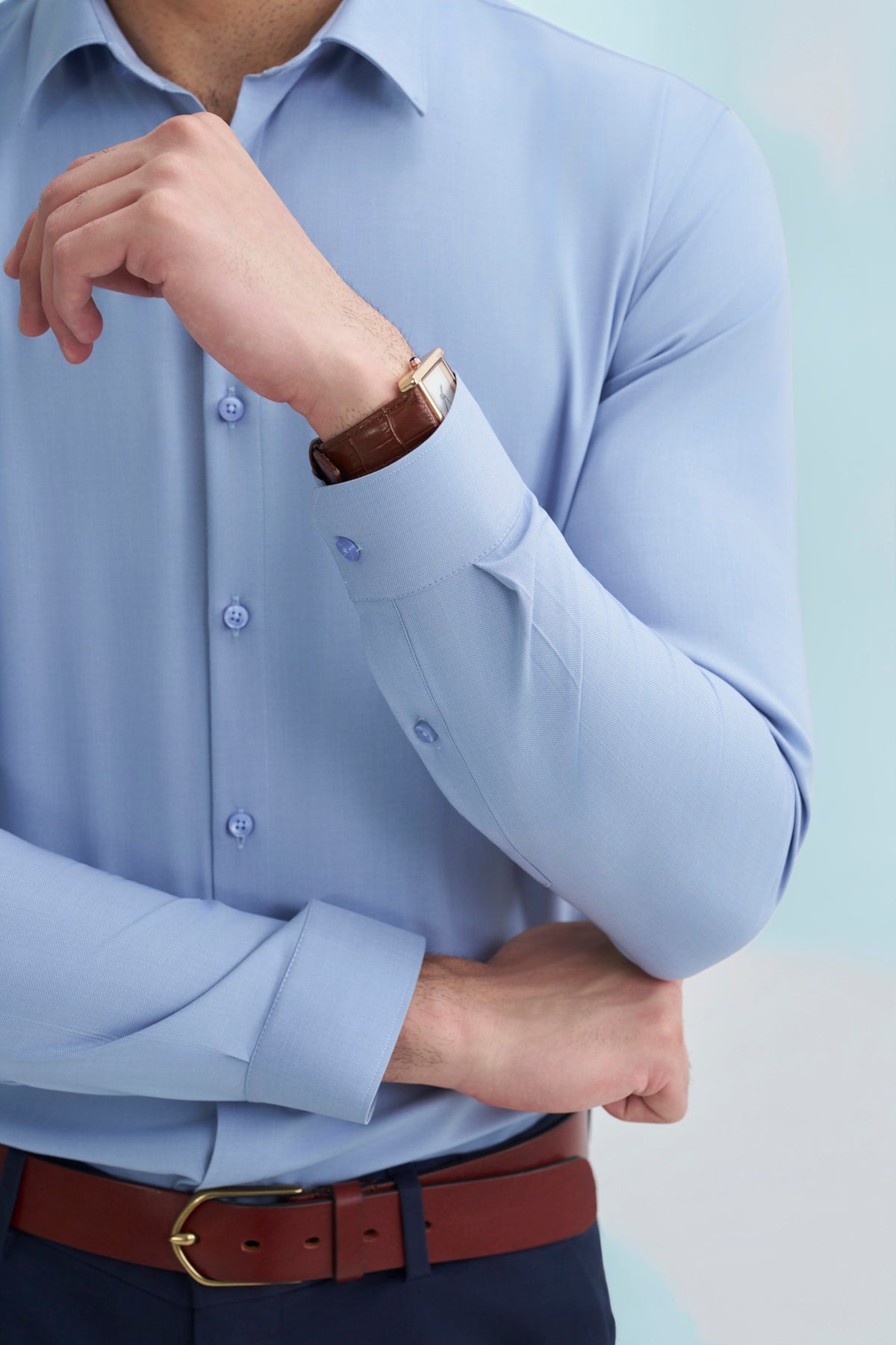 Sky Blue Oxford Knitted Shirt