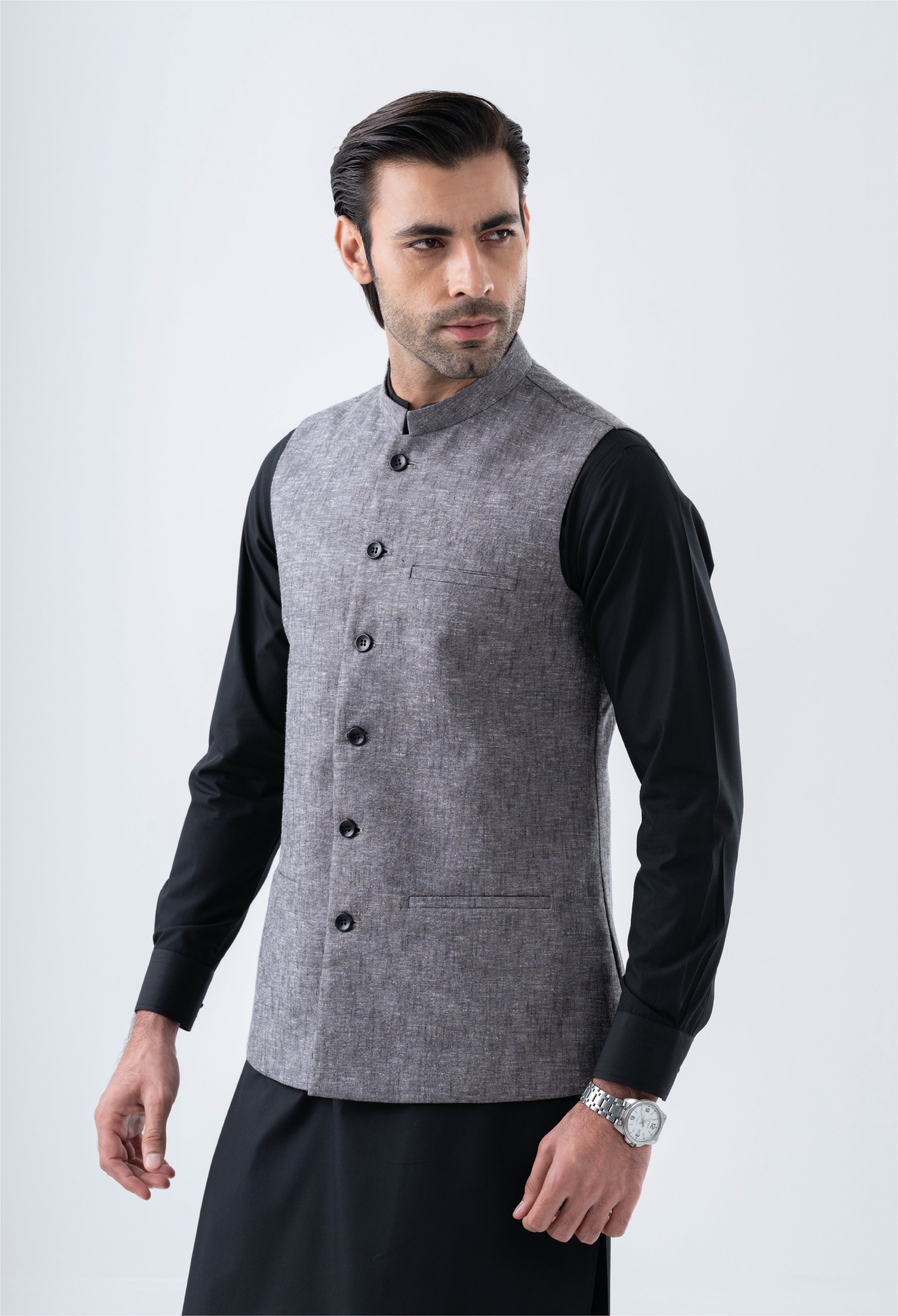 Atlantic Ash Grey Plain Waistcoat (V/C-000193)