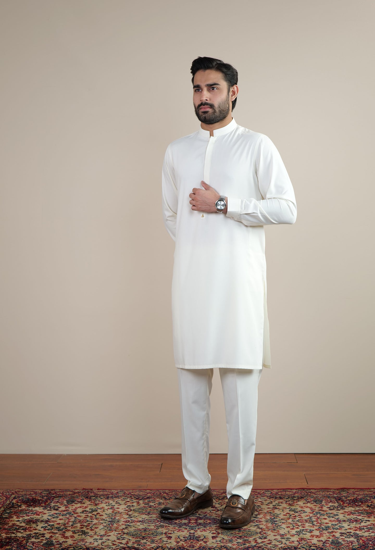 Butter White Blended Kurta Pajama
