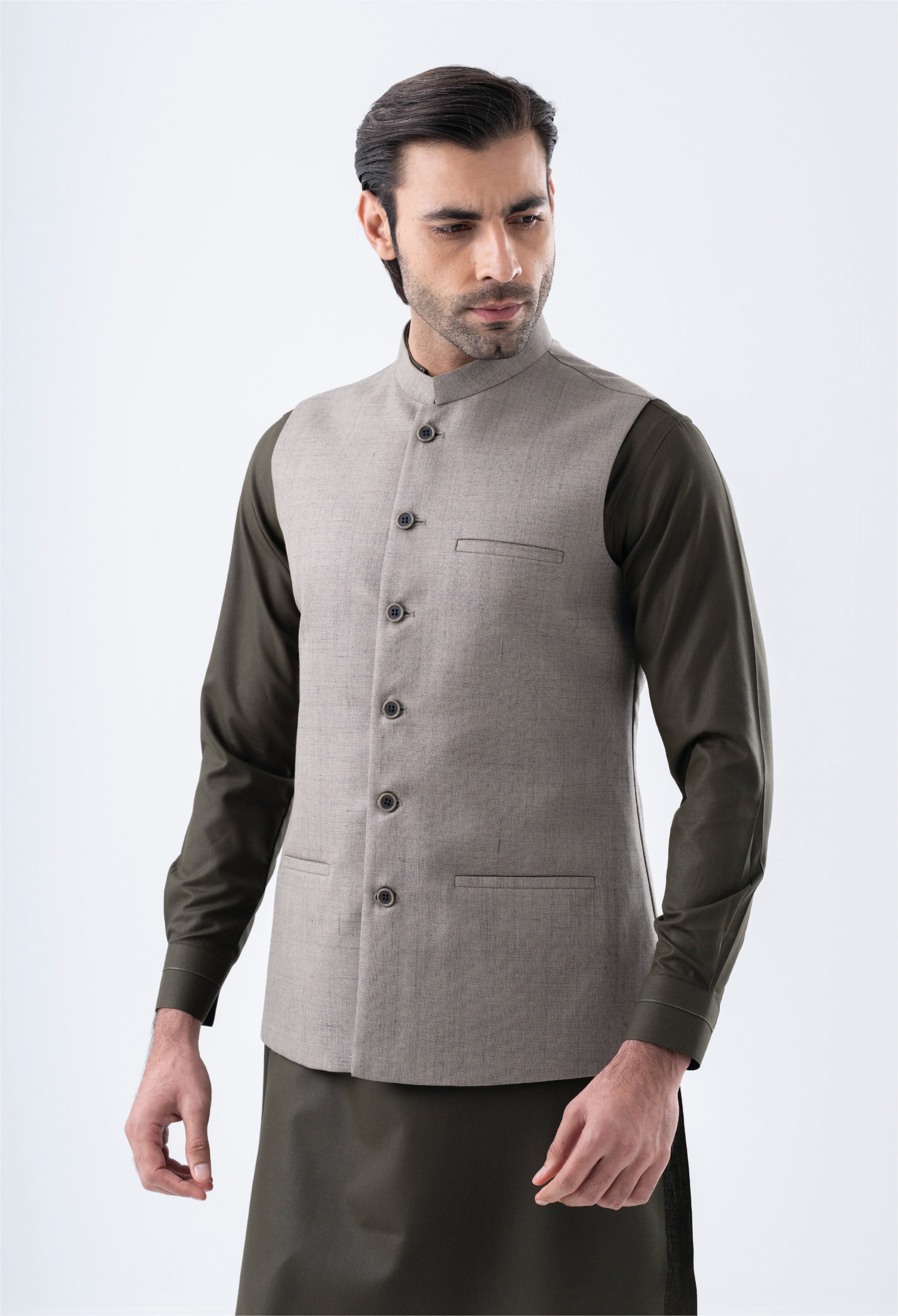 Charcoal Grey Plain Waistcoat (V/C-000186)