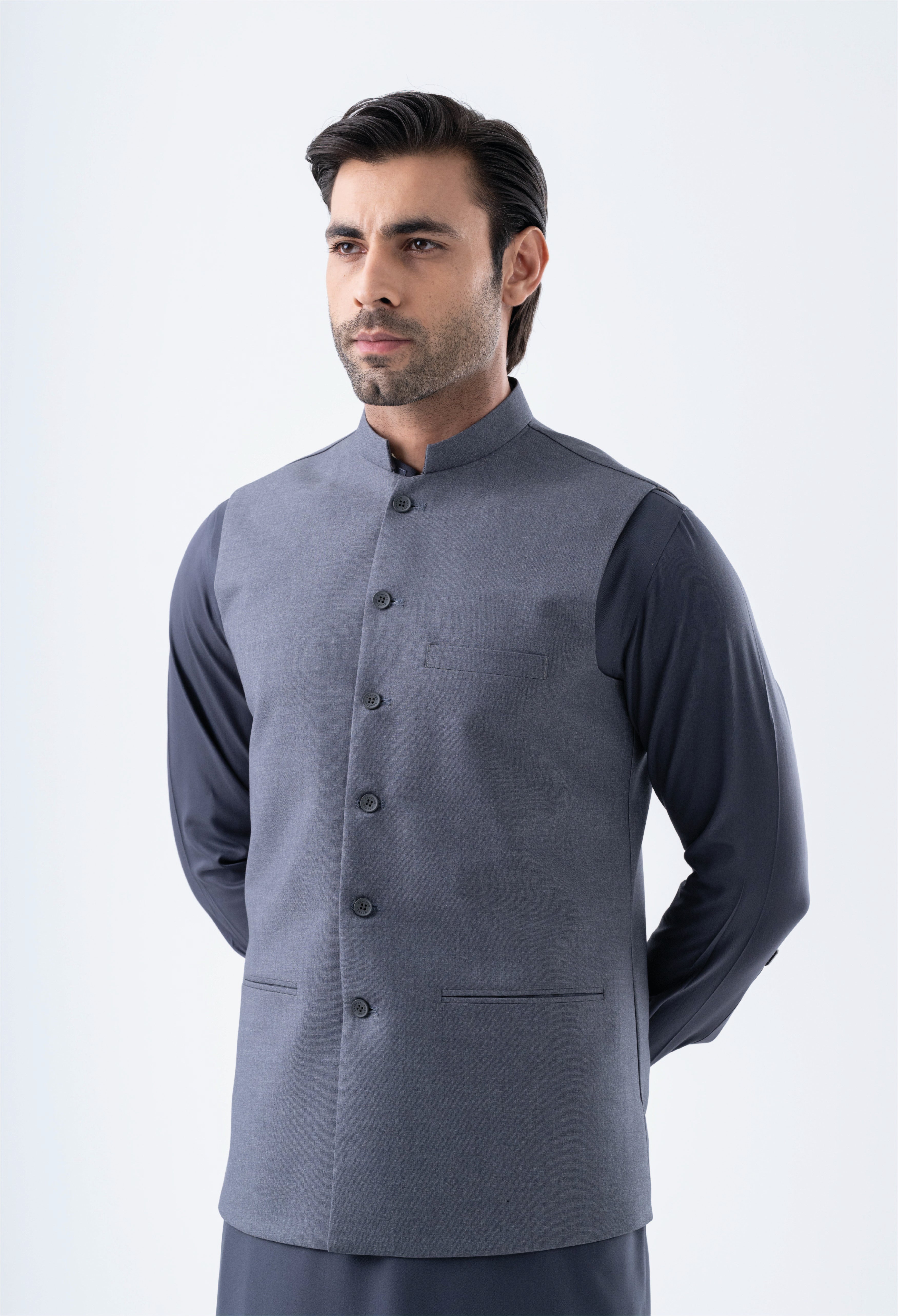 Carbon Grey Plain Waistcoat (V/C-000192)