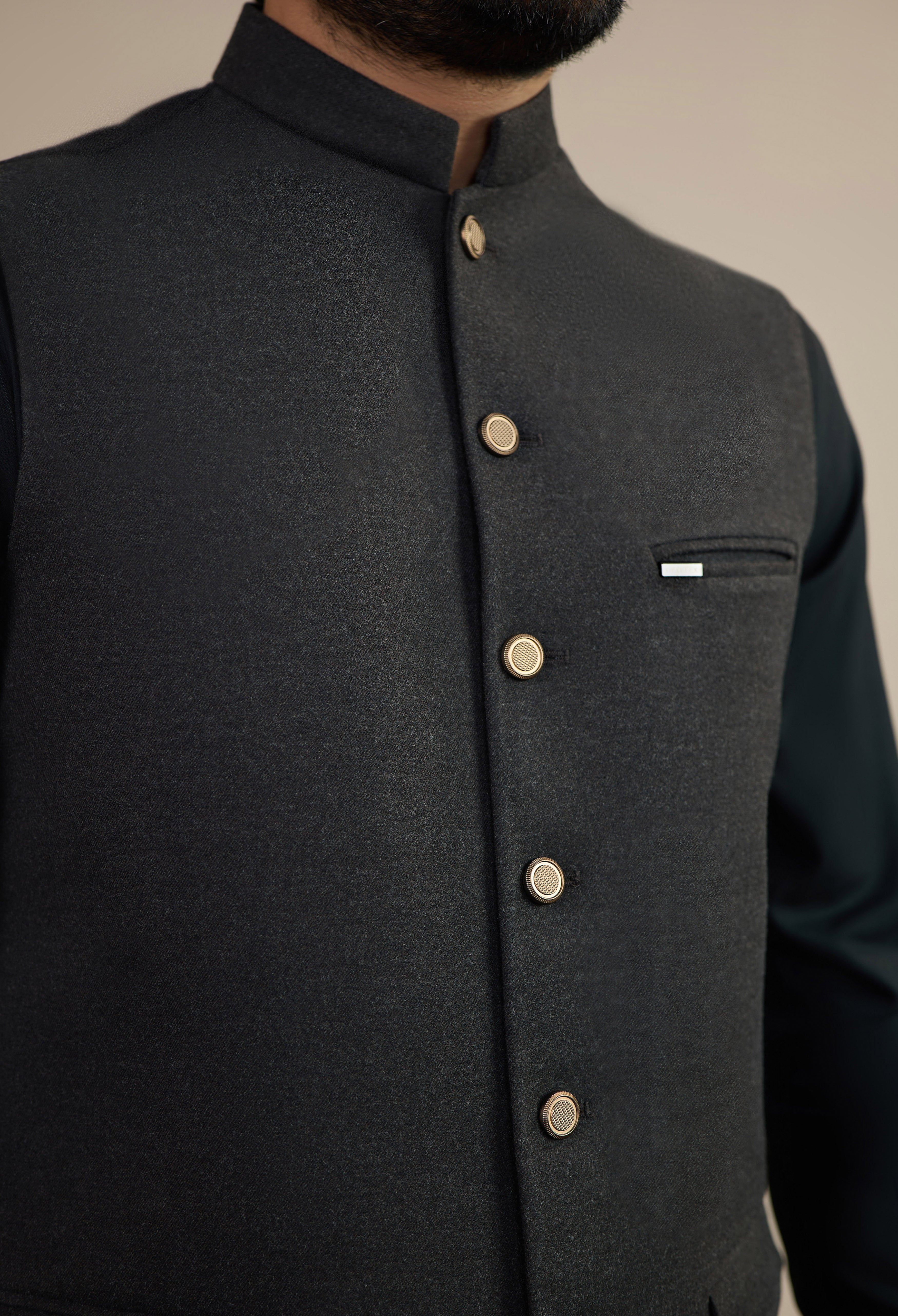 Dark Charcoal Tweed Waistcoat