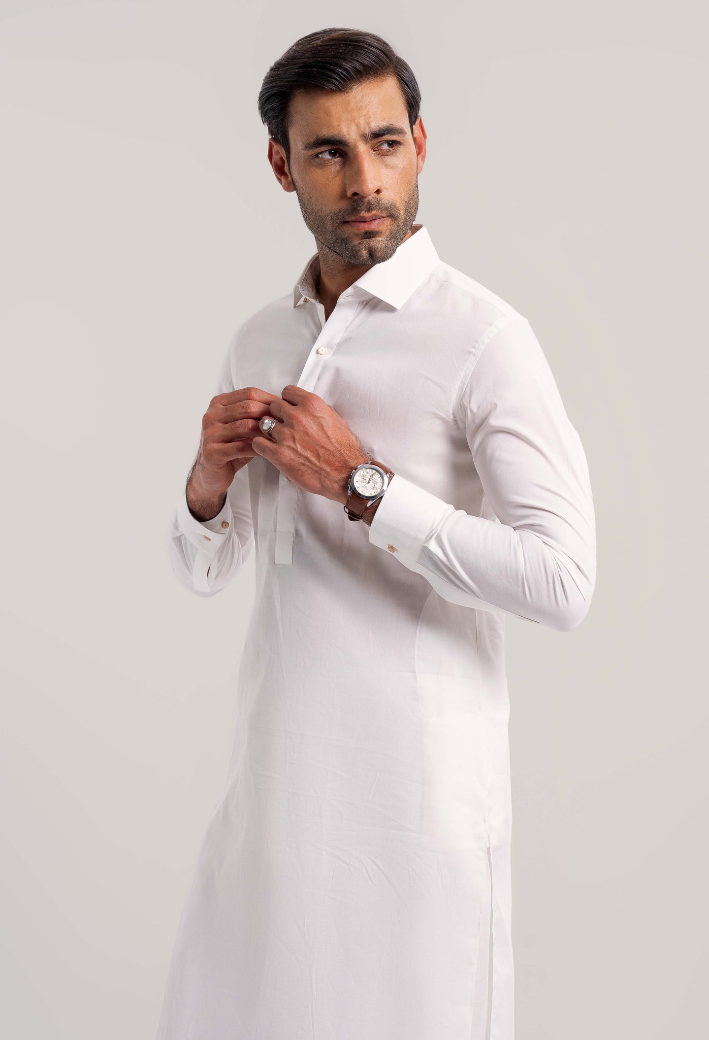 Porcelain White Cotton kameez Shalwar (GSS-000432)