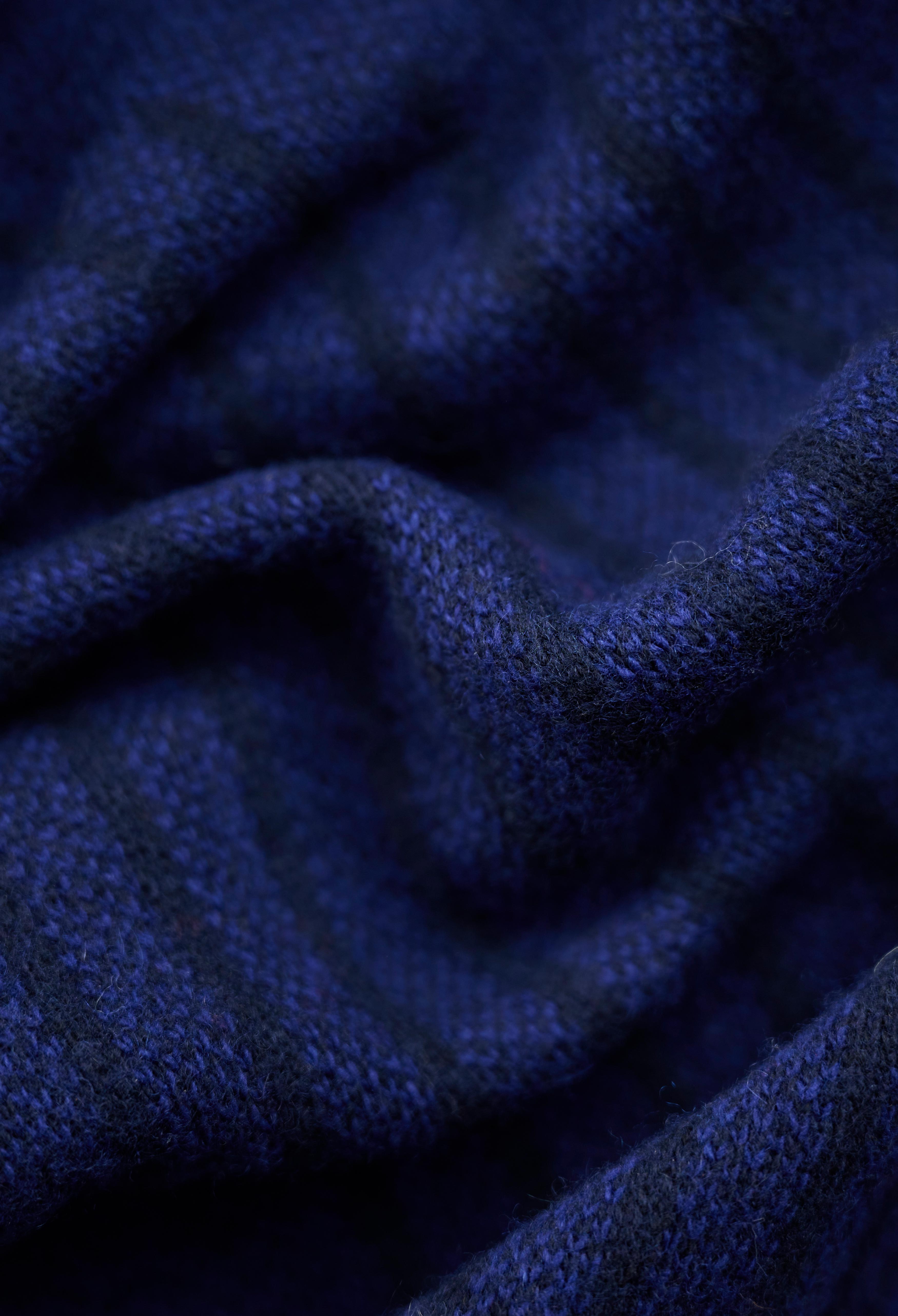 Navy Jacquard Woolen Muffler