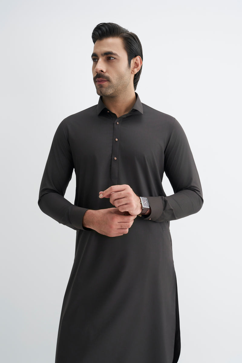 Chocolate Brown Blended Kameez Shalwar